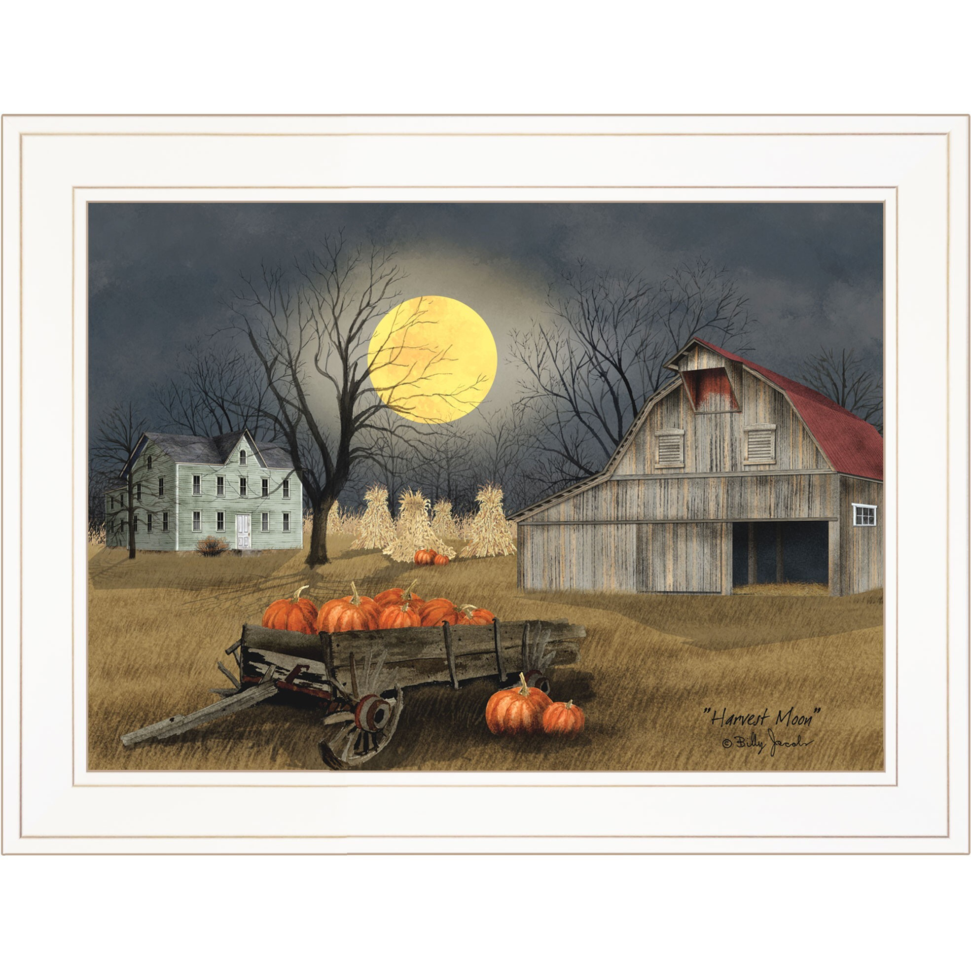 Harvest Moon 5 White Framed Print Wall Art