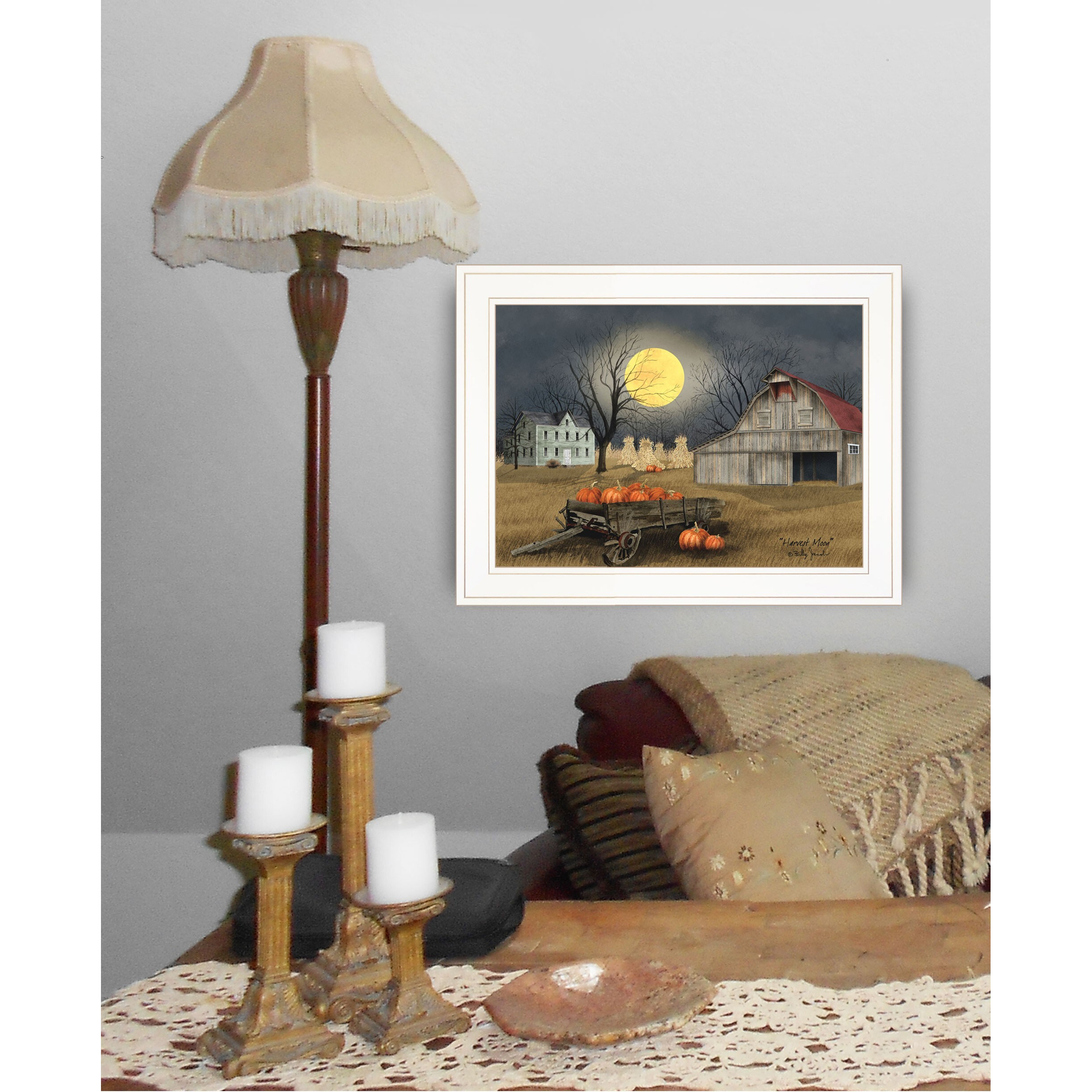 Harvest Moon 5 White Framed Print Wall Art