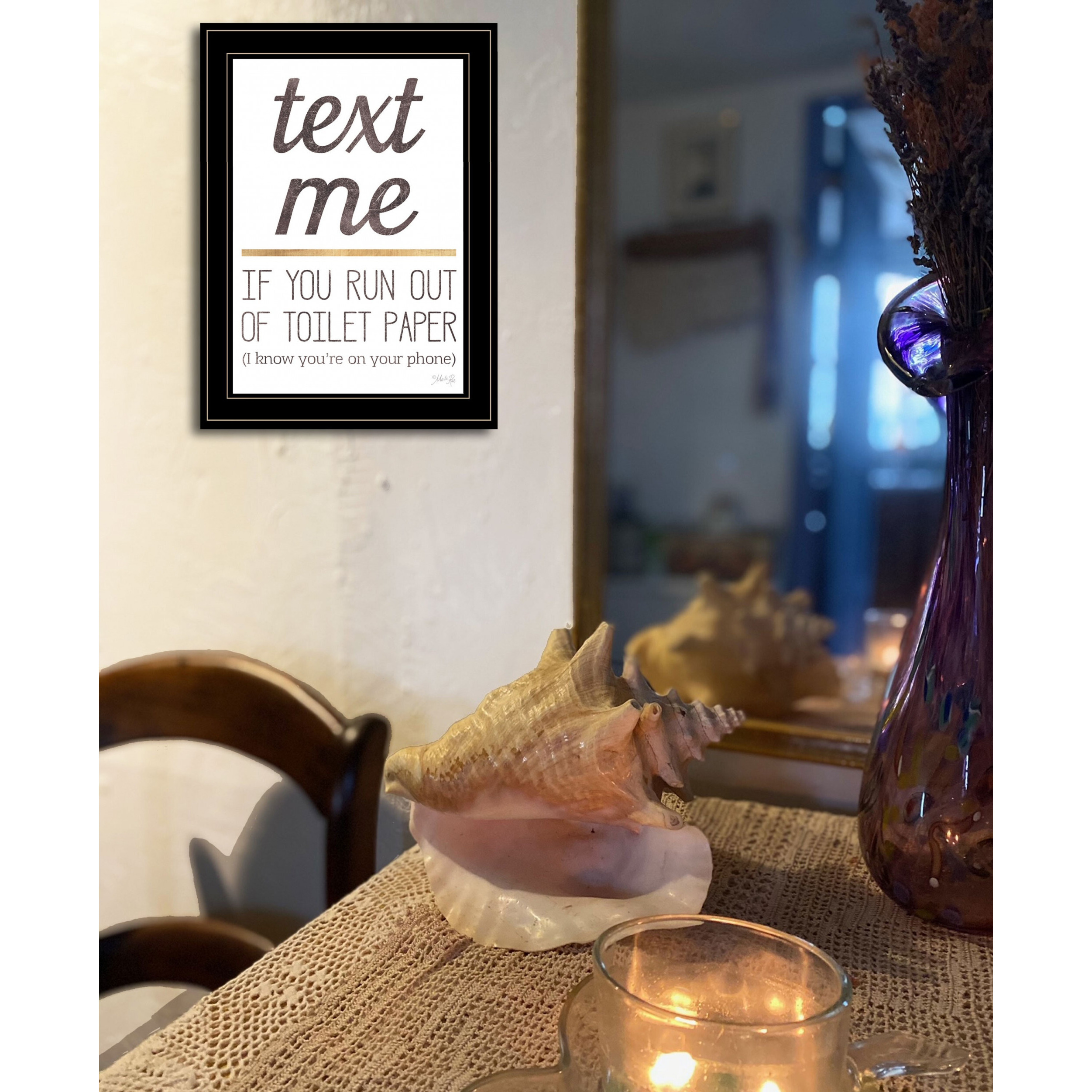 Text Me If You Run Out Of Toilet Paper 3 Black Framed Print Wall Art