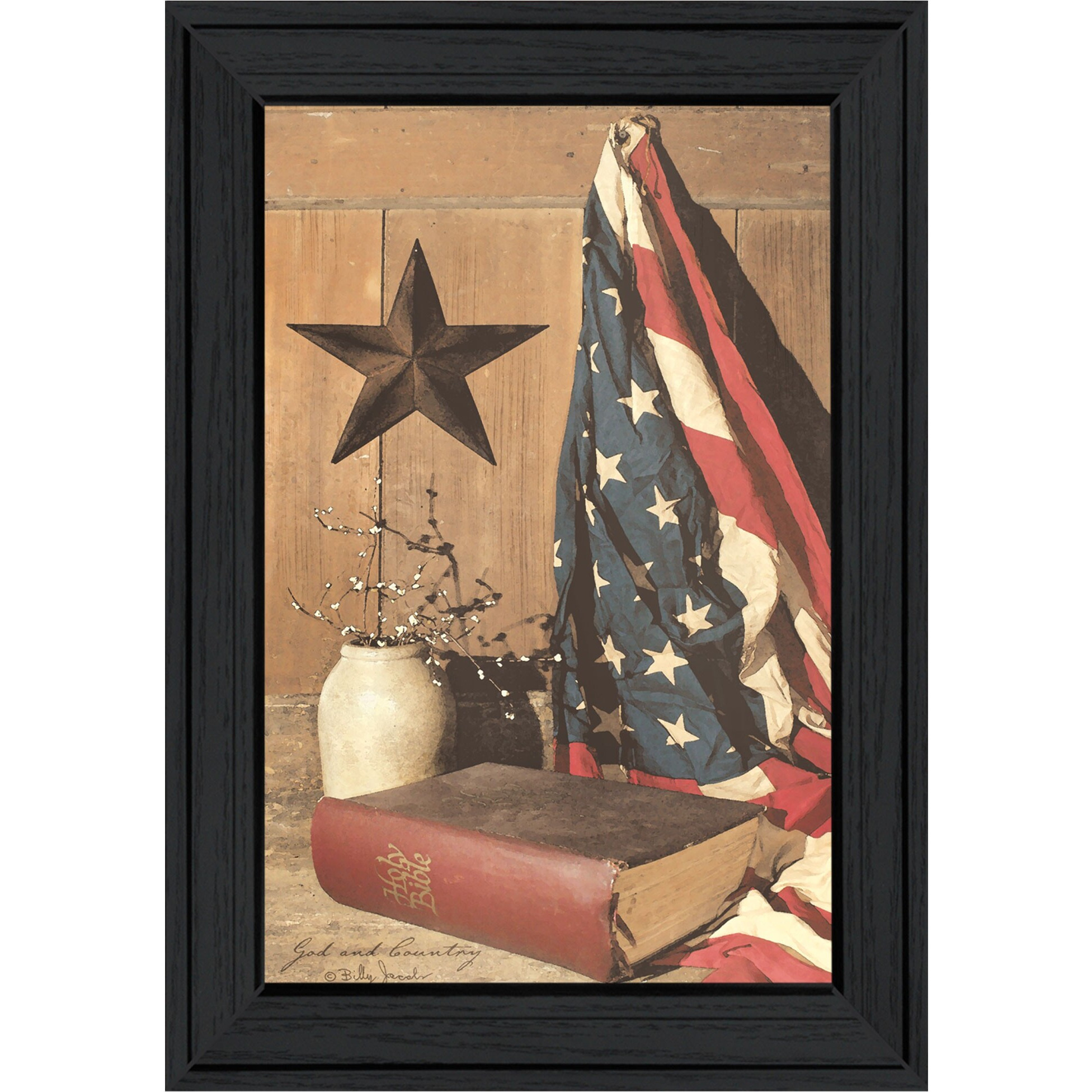 God And Country 2 Black Framed Print Wall Art