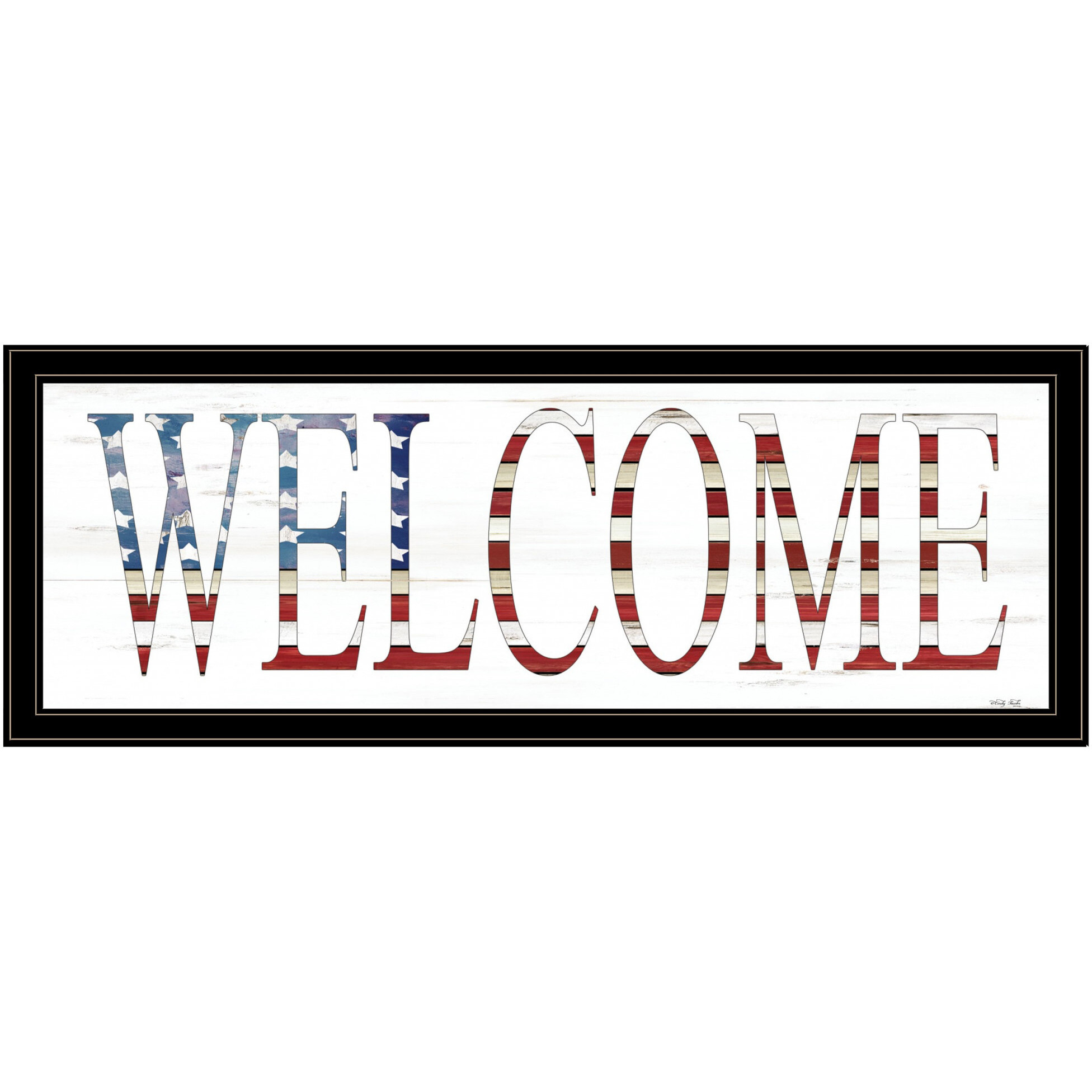 Patriotic Welcome 2 Black Framed Print Wall Art