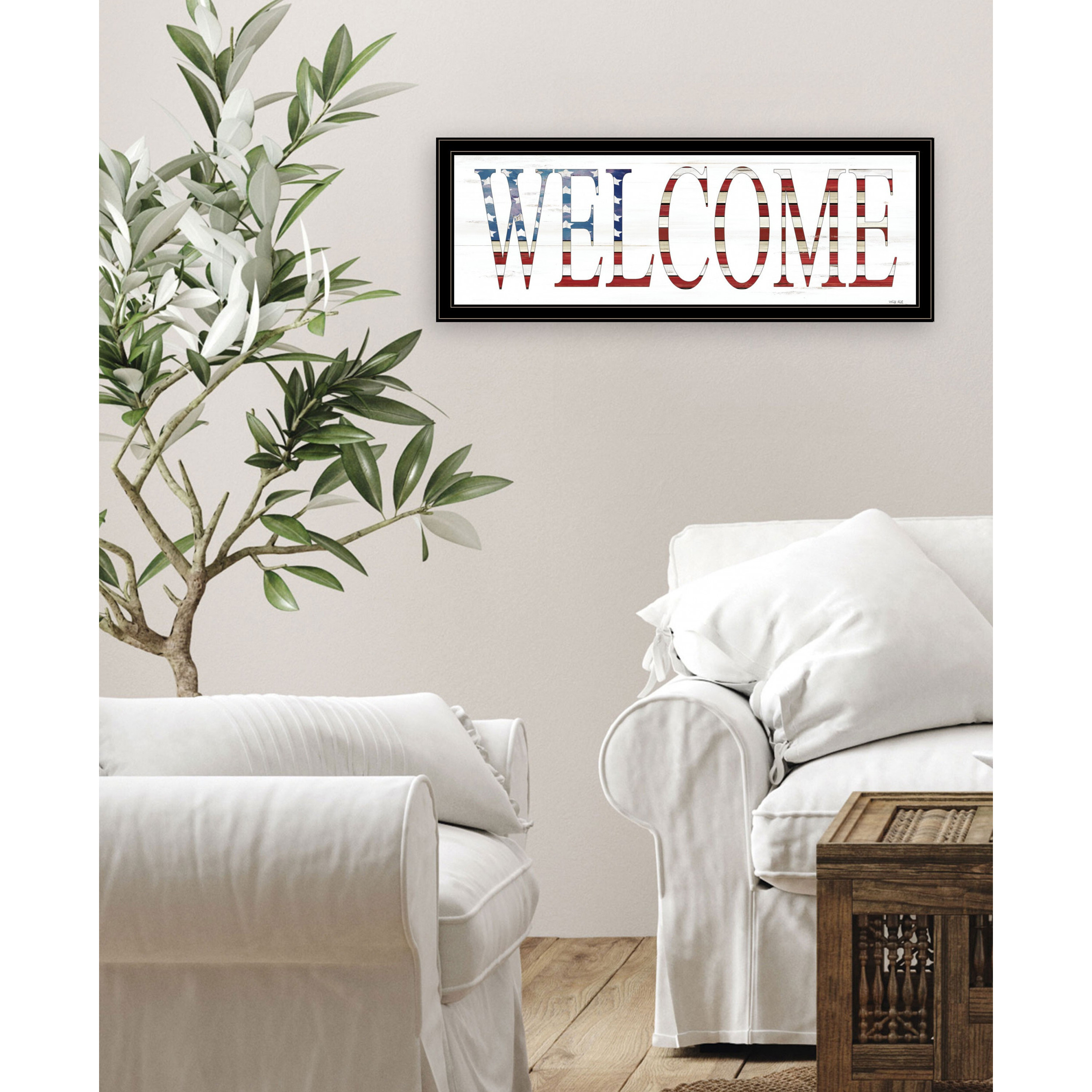 Patriotic Welcome 2 Black Framed Print Wall Art