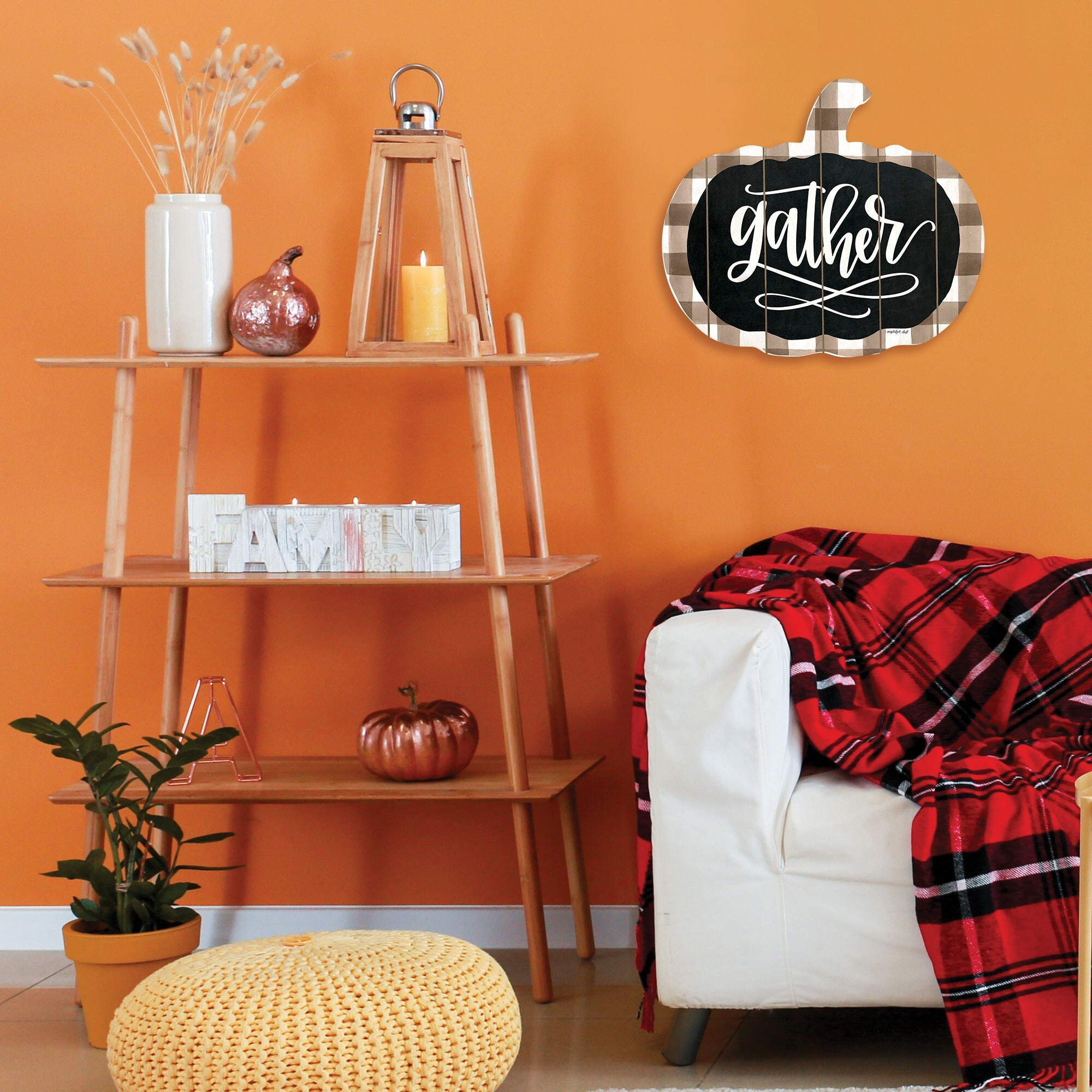 Gather Printed On A Pumpkin Unframed Print Wall Art