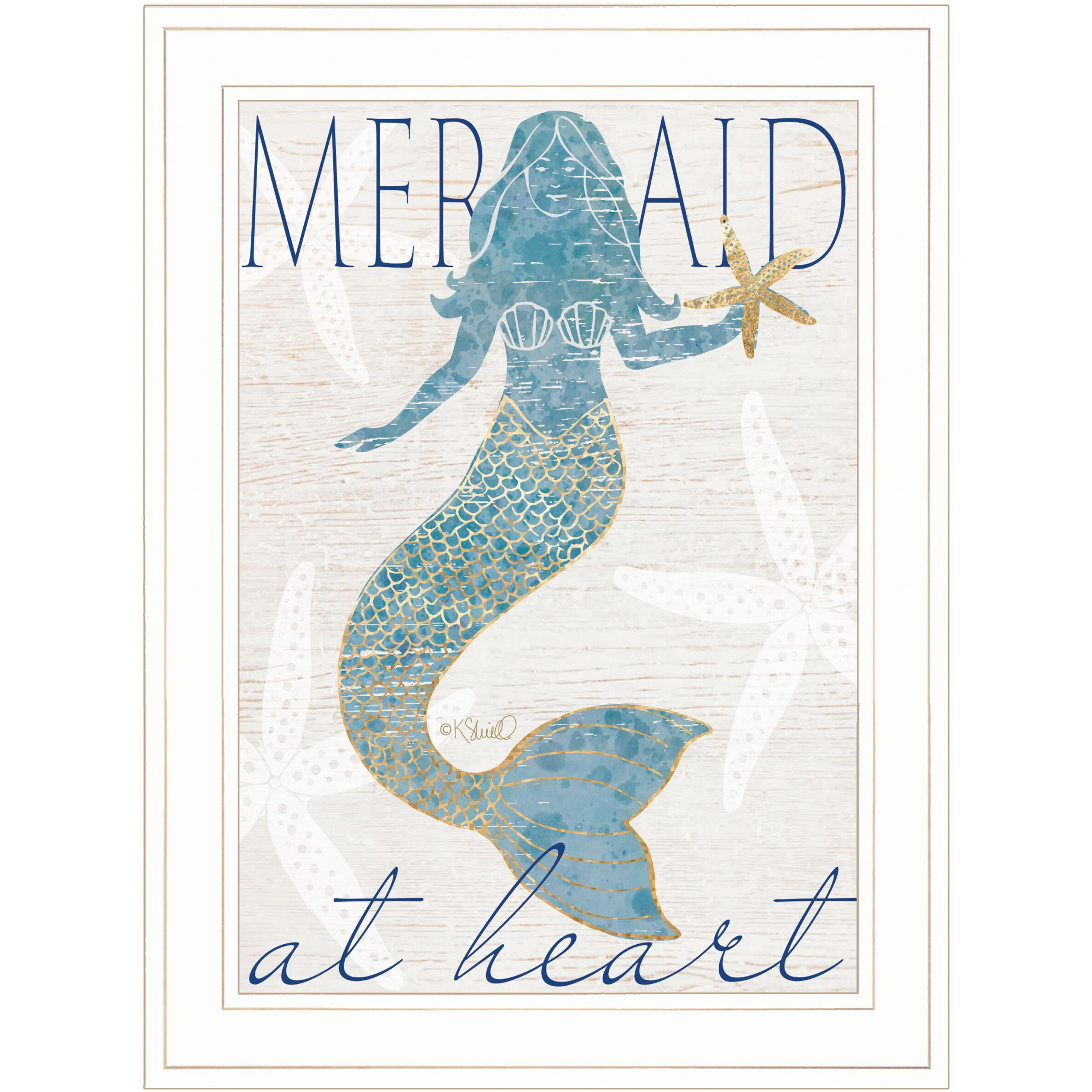 Mermaid At Heart 1 White Framed Print Wall Art