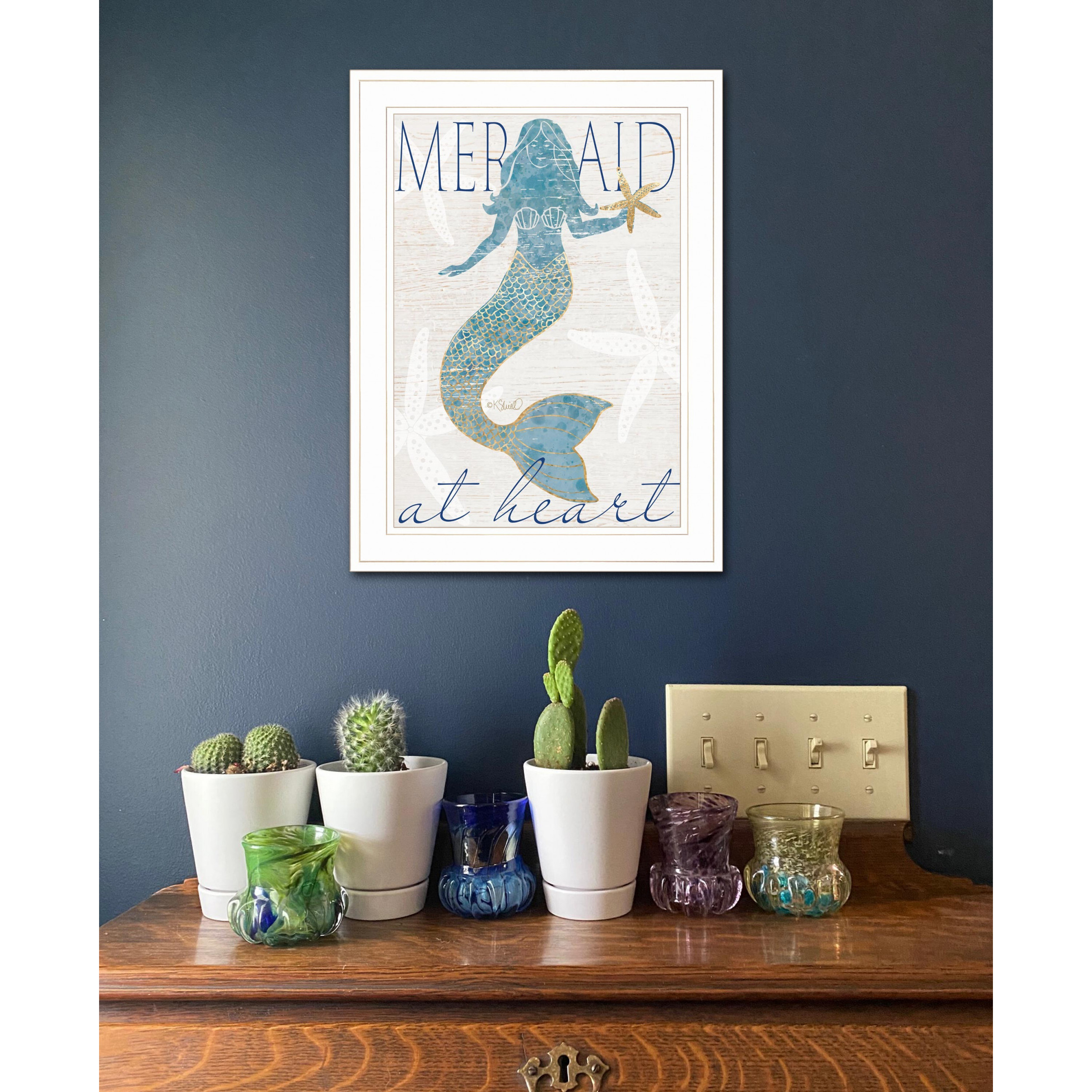 Mermaid At Heart 1 White Framed Print Wall Art