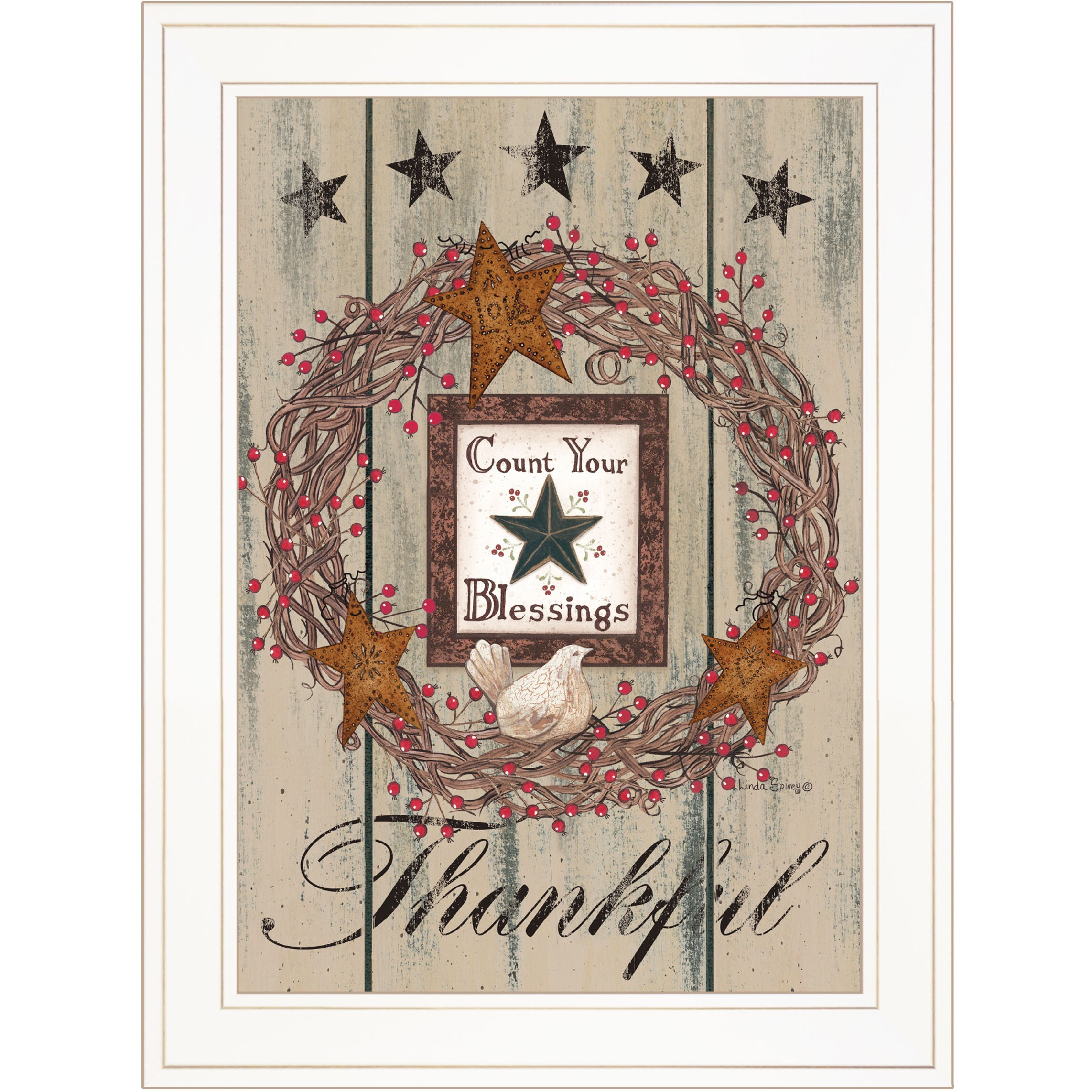 Count Your Blessings 1 White Framed Print Wall Art