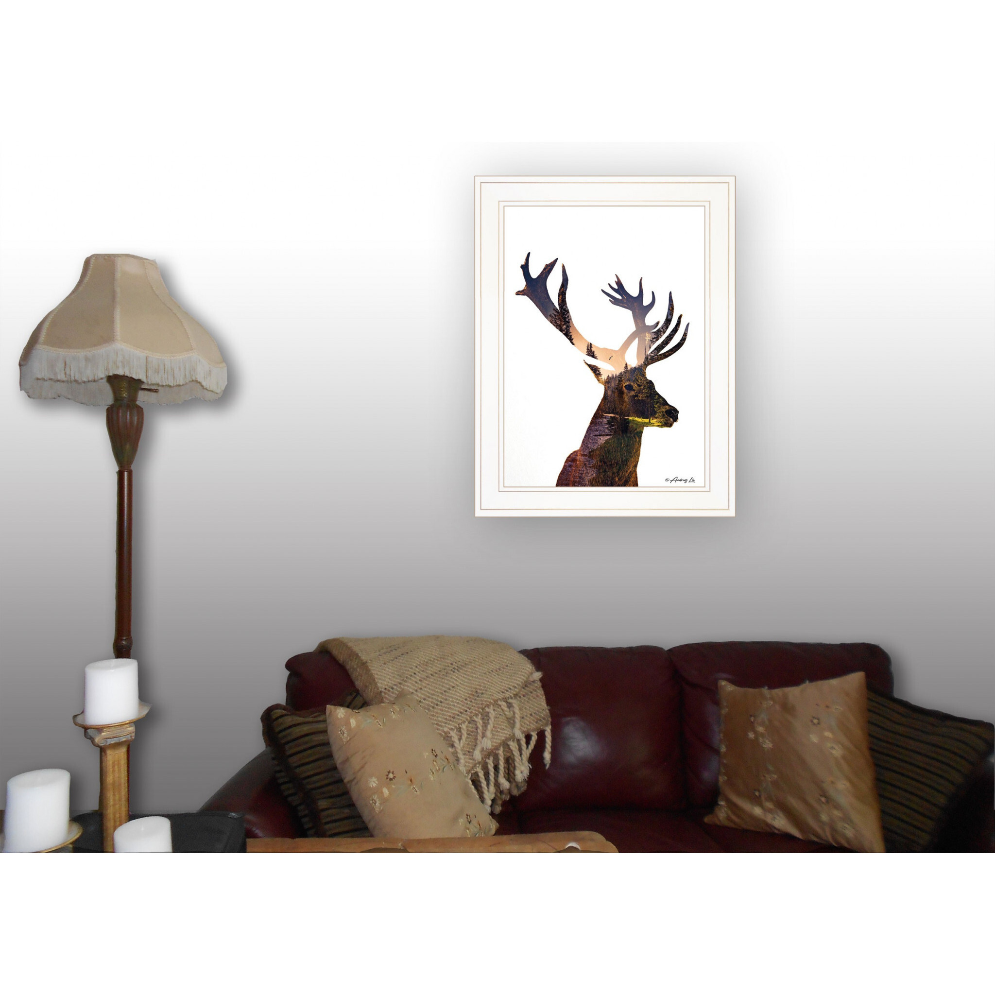Deer In The Forest 1 White Framed Print Wall Art