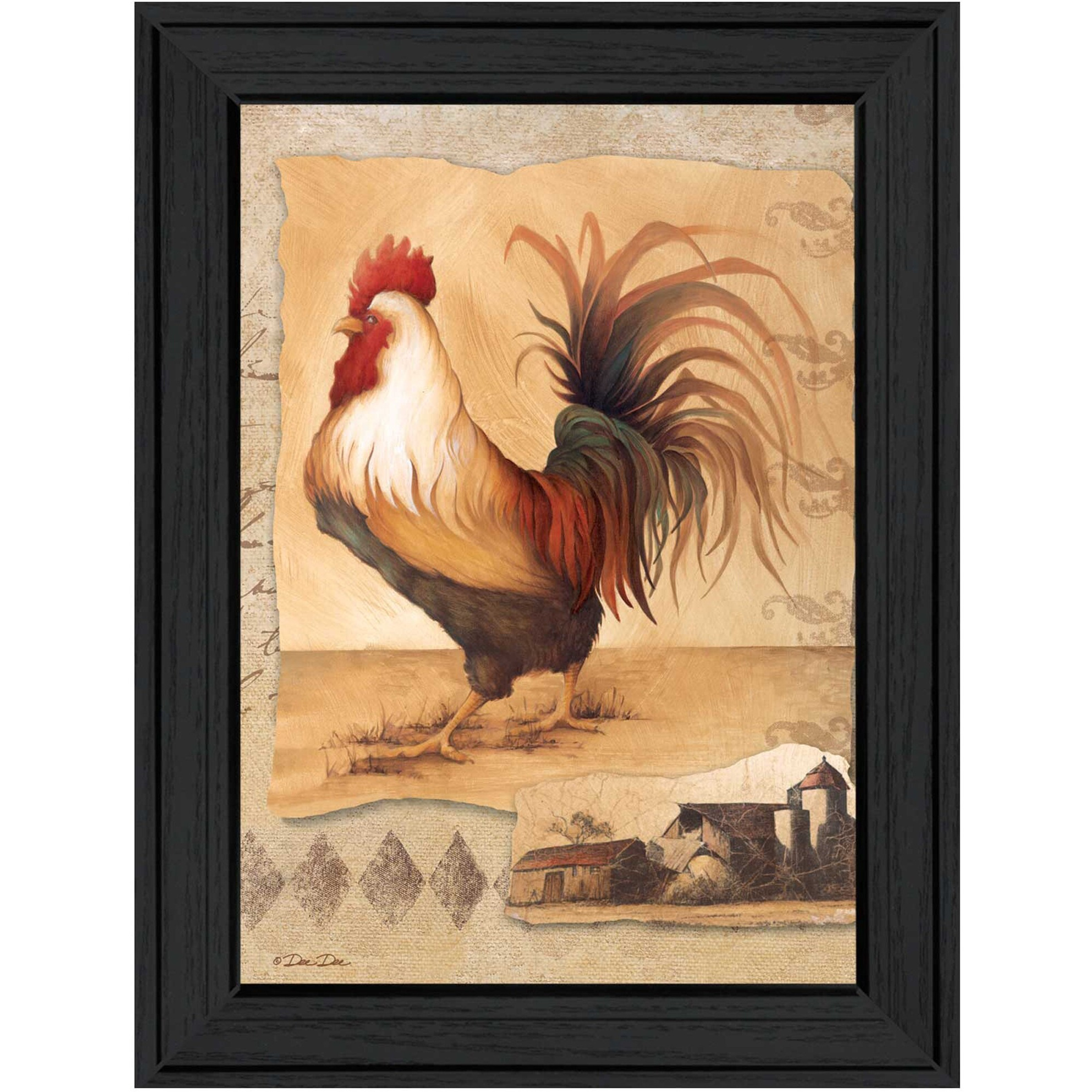 Rooster Montage I Black Framed Print Wall Art