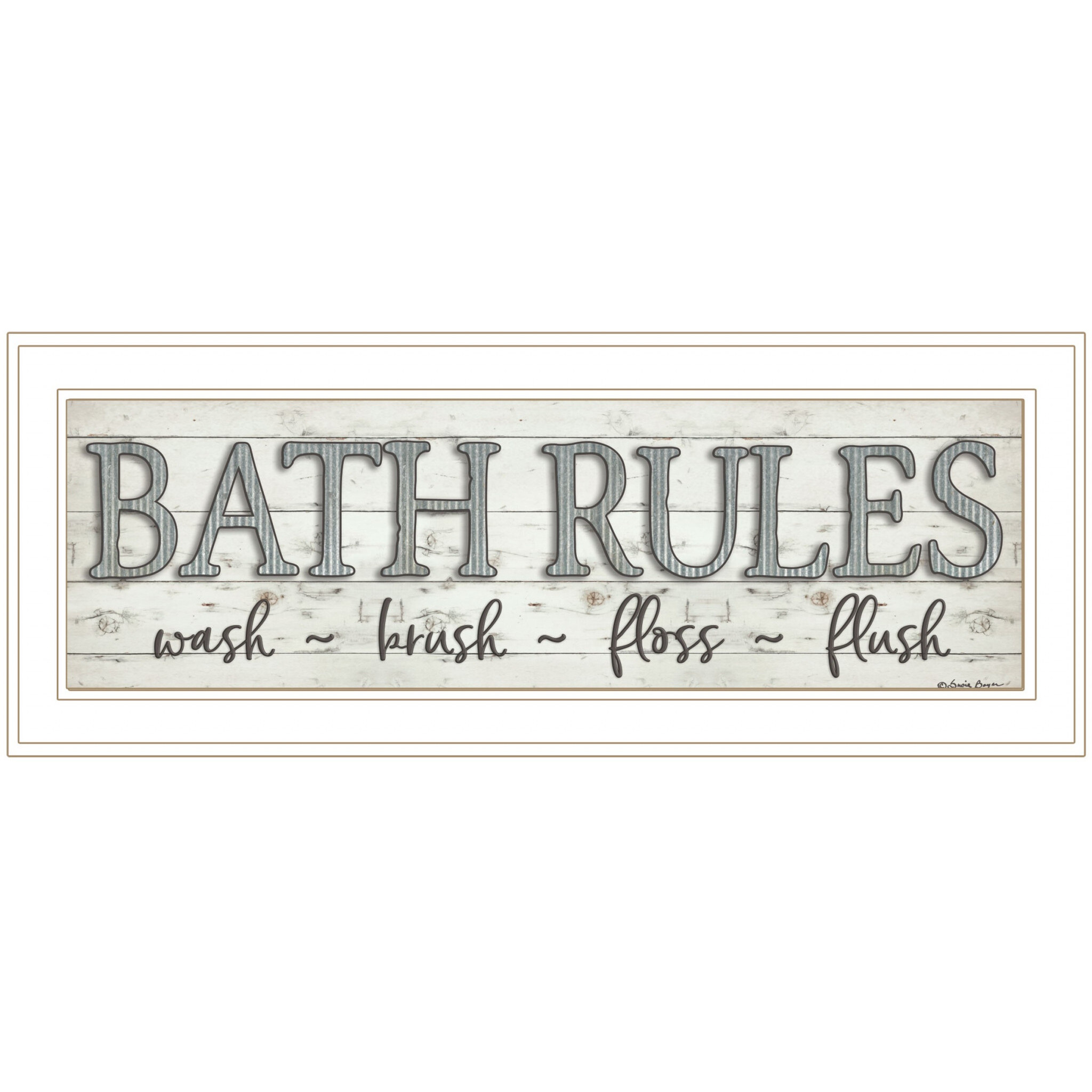 Bath Rules 1 White Framed Print Wall Art