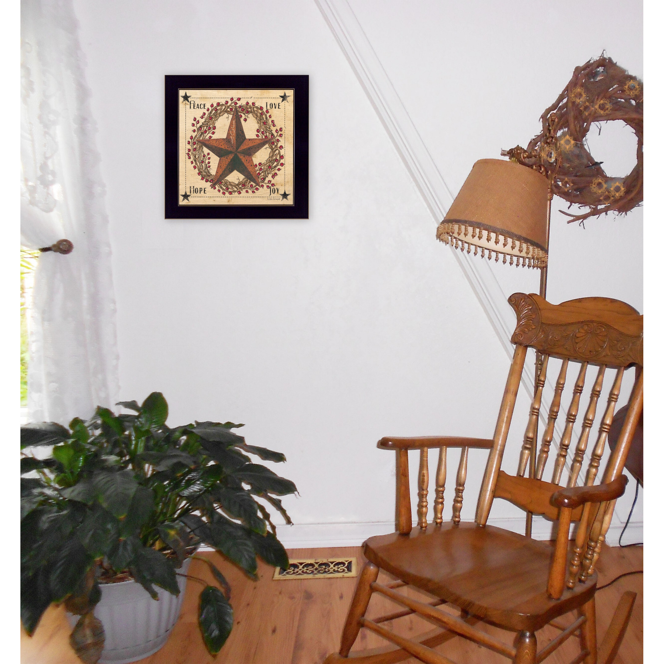 Peace Love Hope Joy Black Framed Print Wall Art