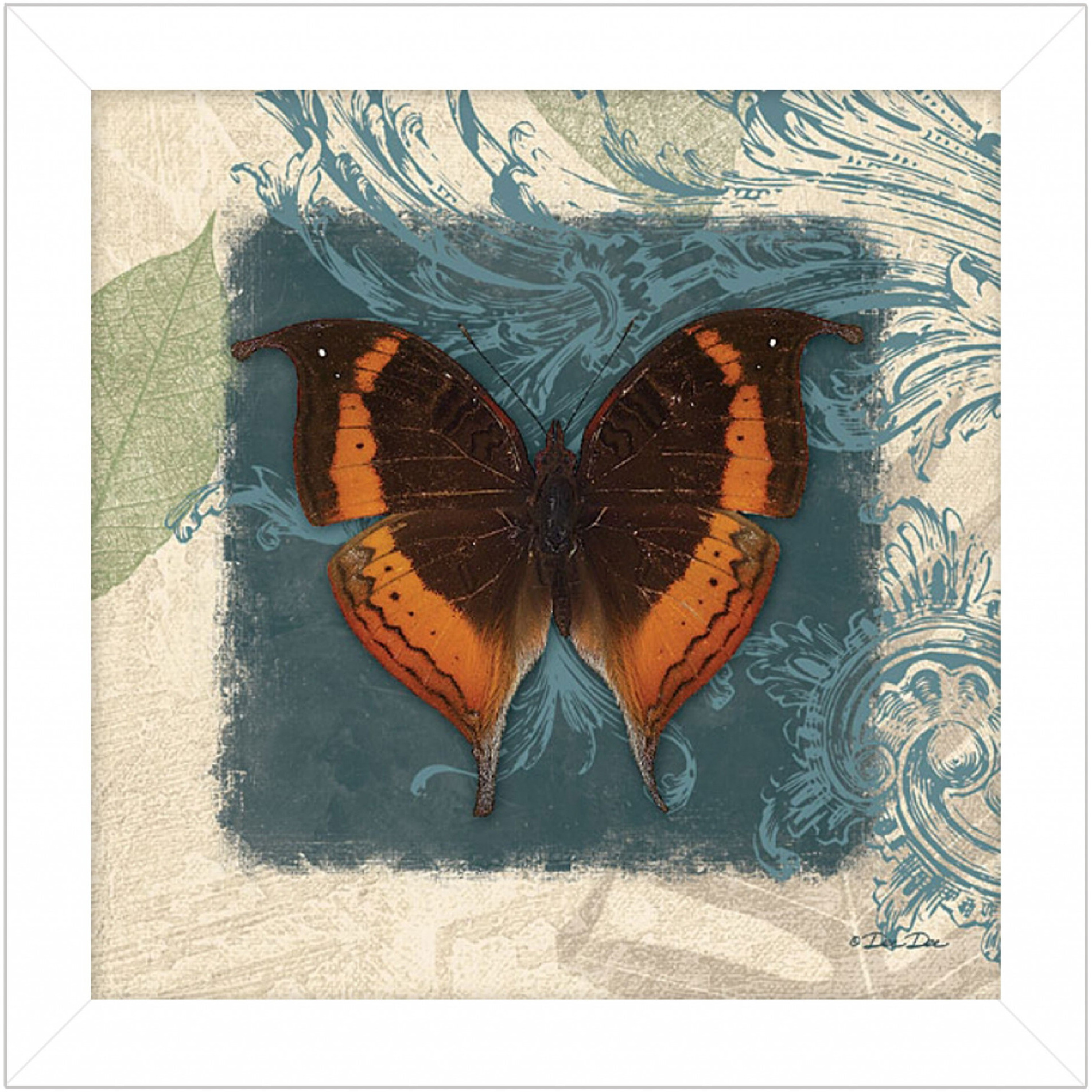 Swirl Butterfly Ii White Framed Print Wall Art