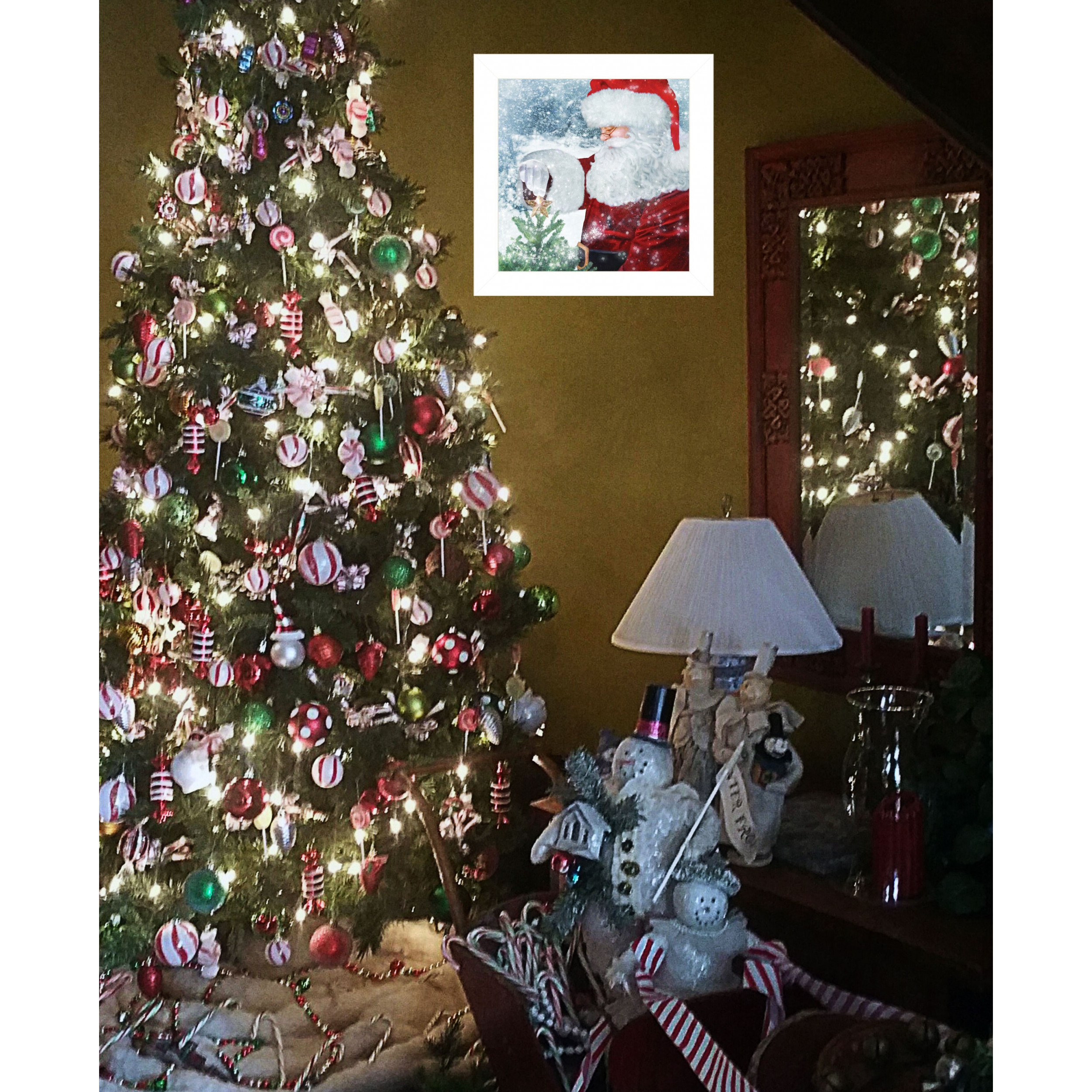 Santas Tree Star 1 White Framed Print Wall Art