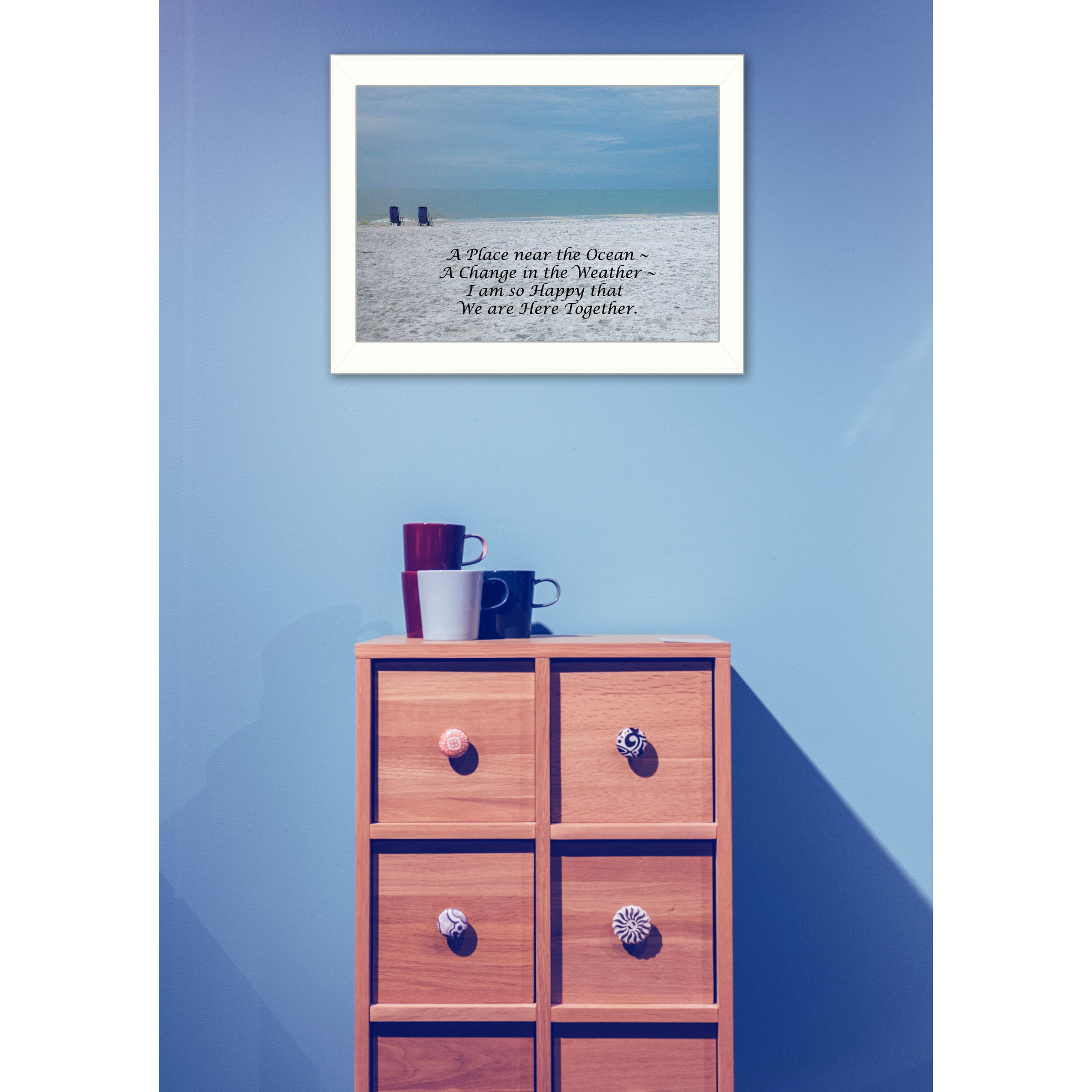A Place Near The Ocean White Framed Print Wall Art