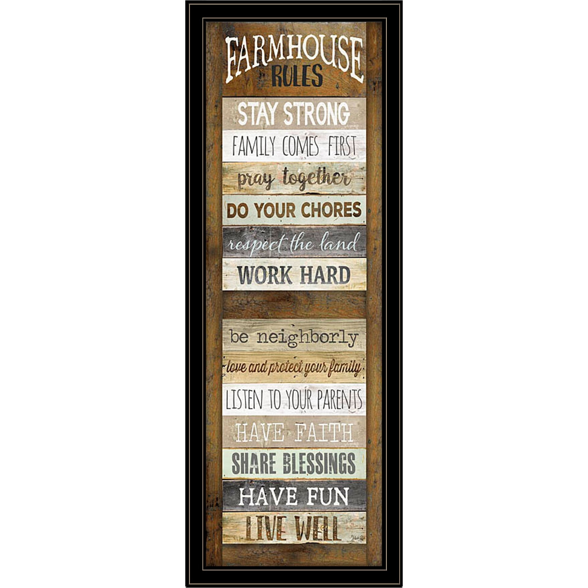 Farmhouse Rules 4 Black Framed Print Wall Art