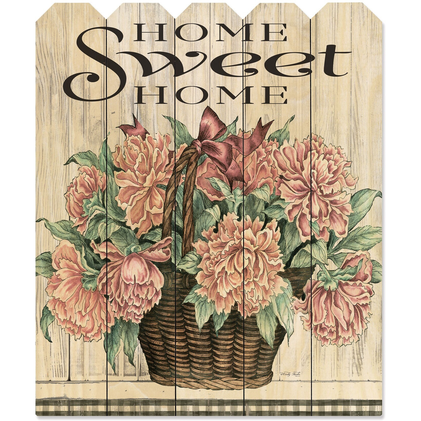 Home Sweet Home Peonies Unframed Print Wall Art