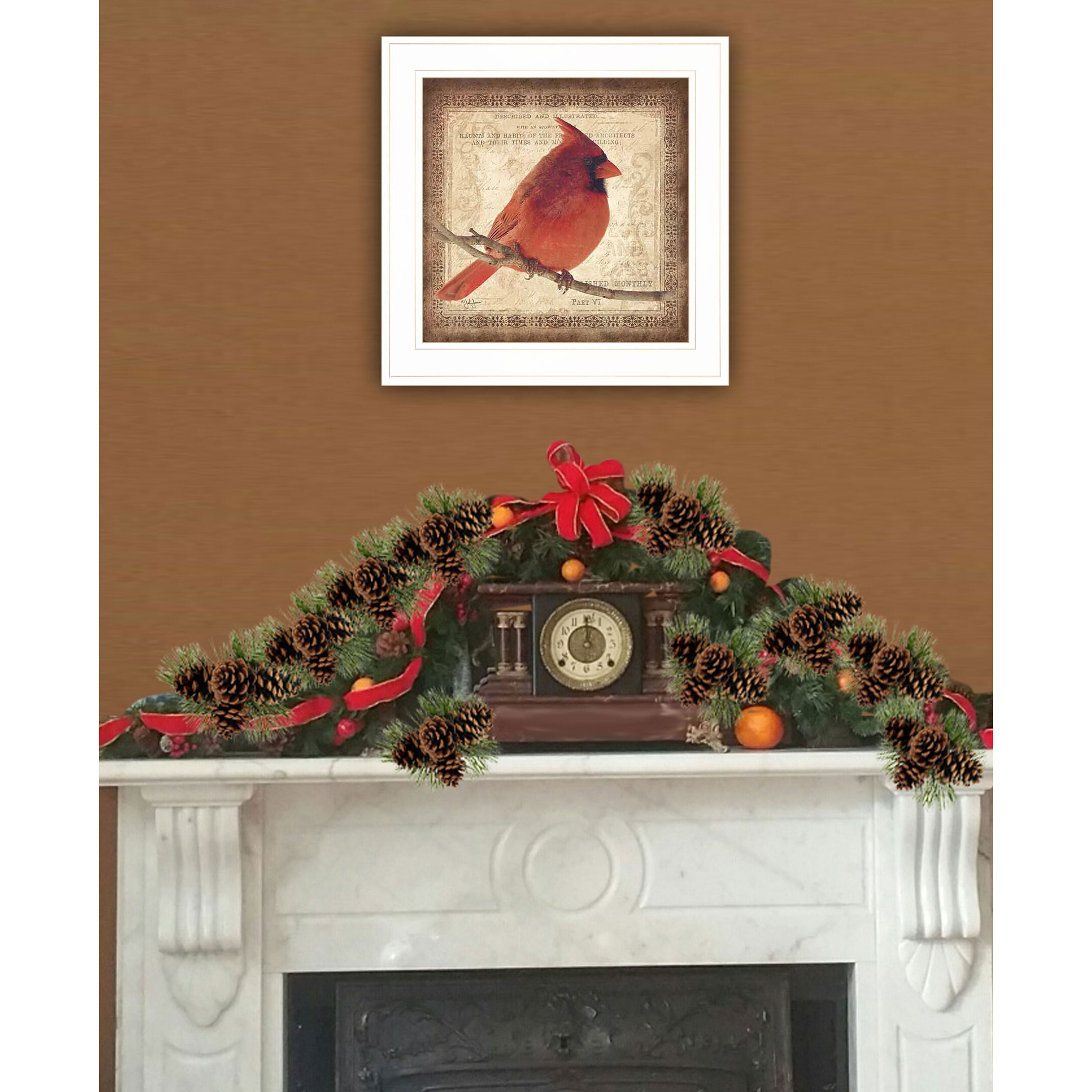 Male Cardinal 1 White Framed Print Wall Art