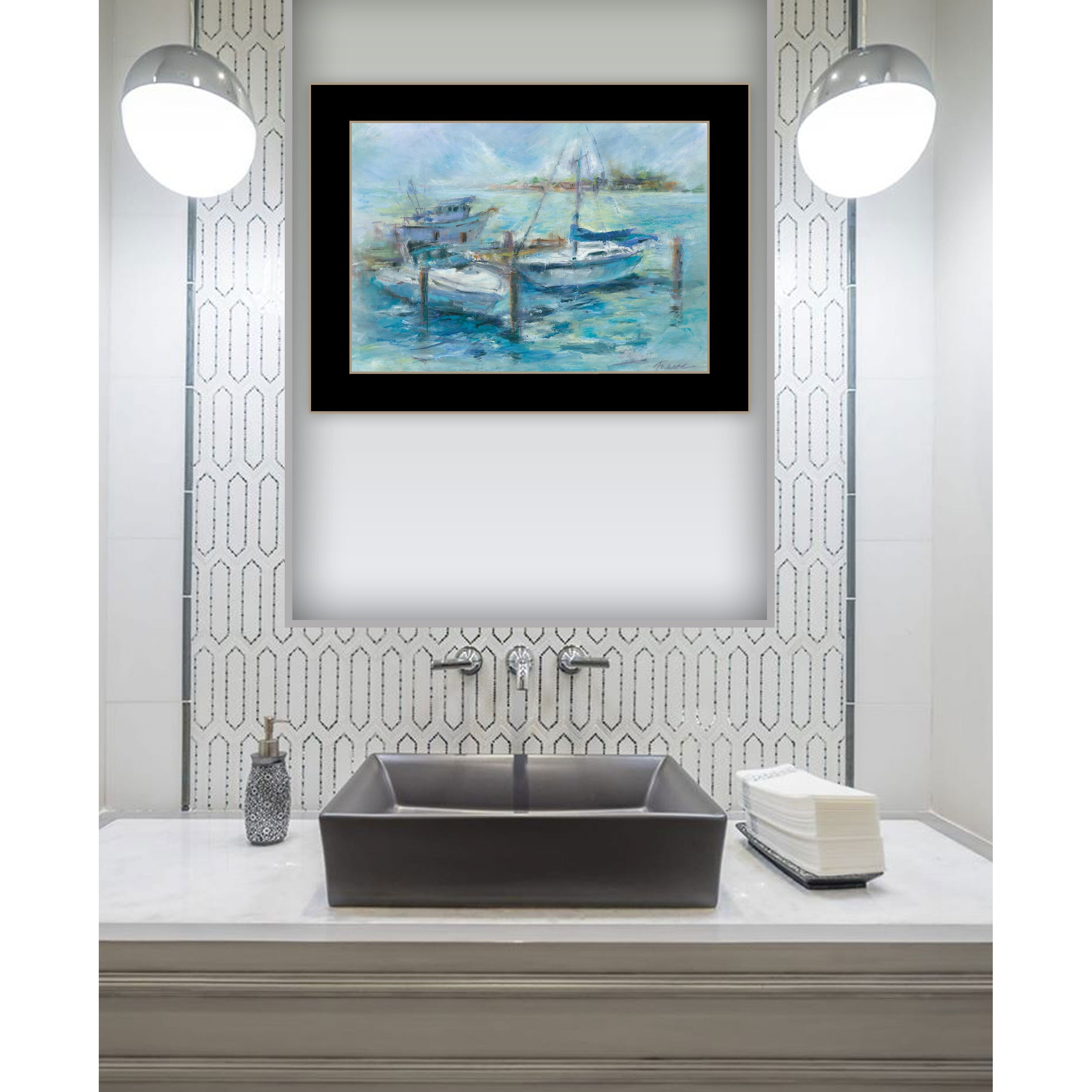 Dockside 1 Black Framed Print Wall Art