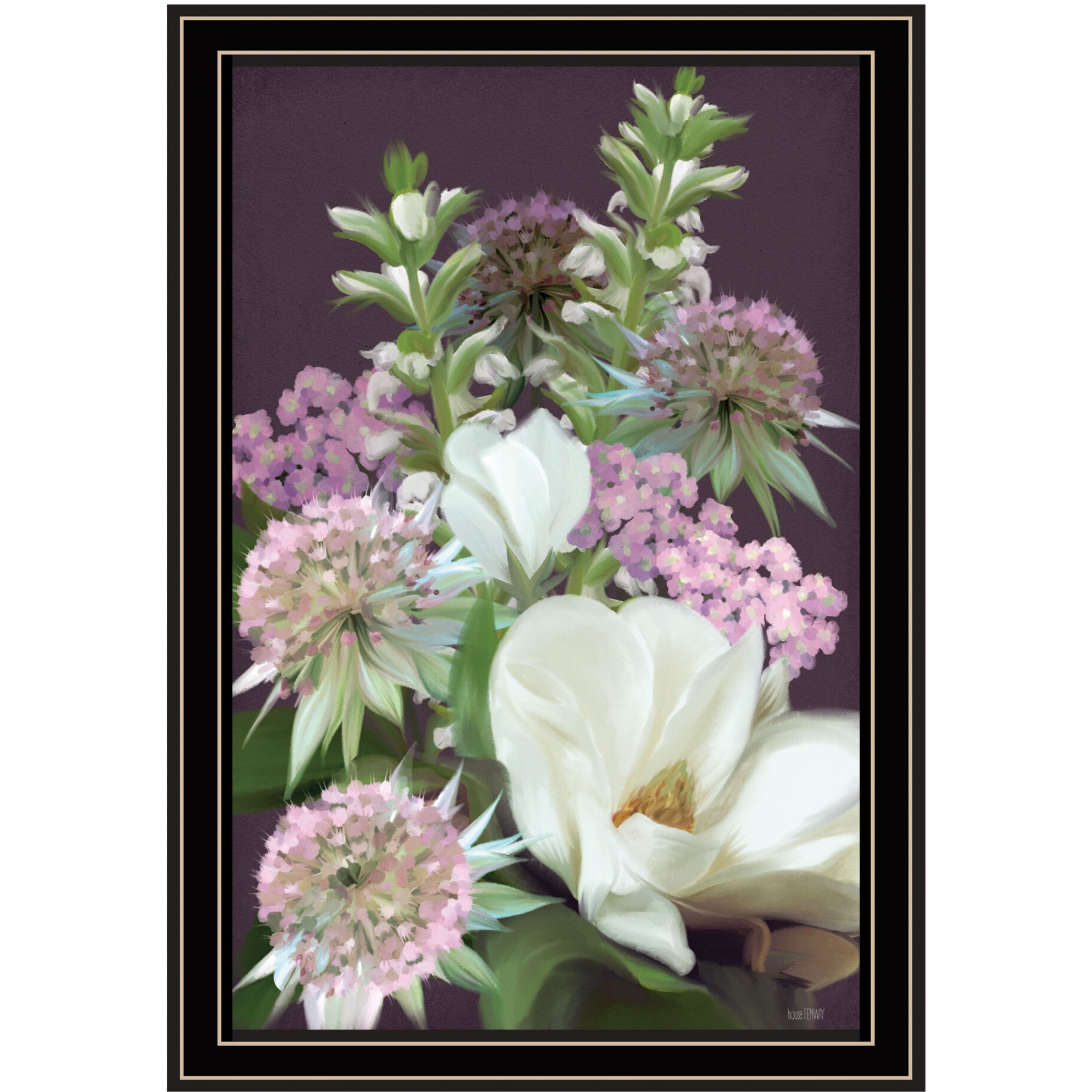 Wild For Plum Bouquet 2 Black Framed Print Wall Art