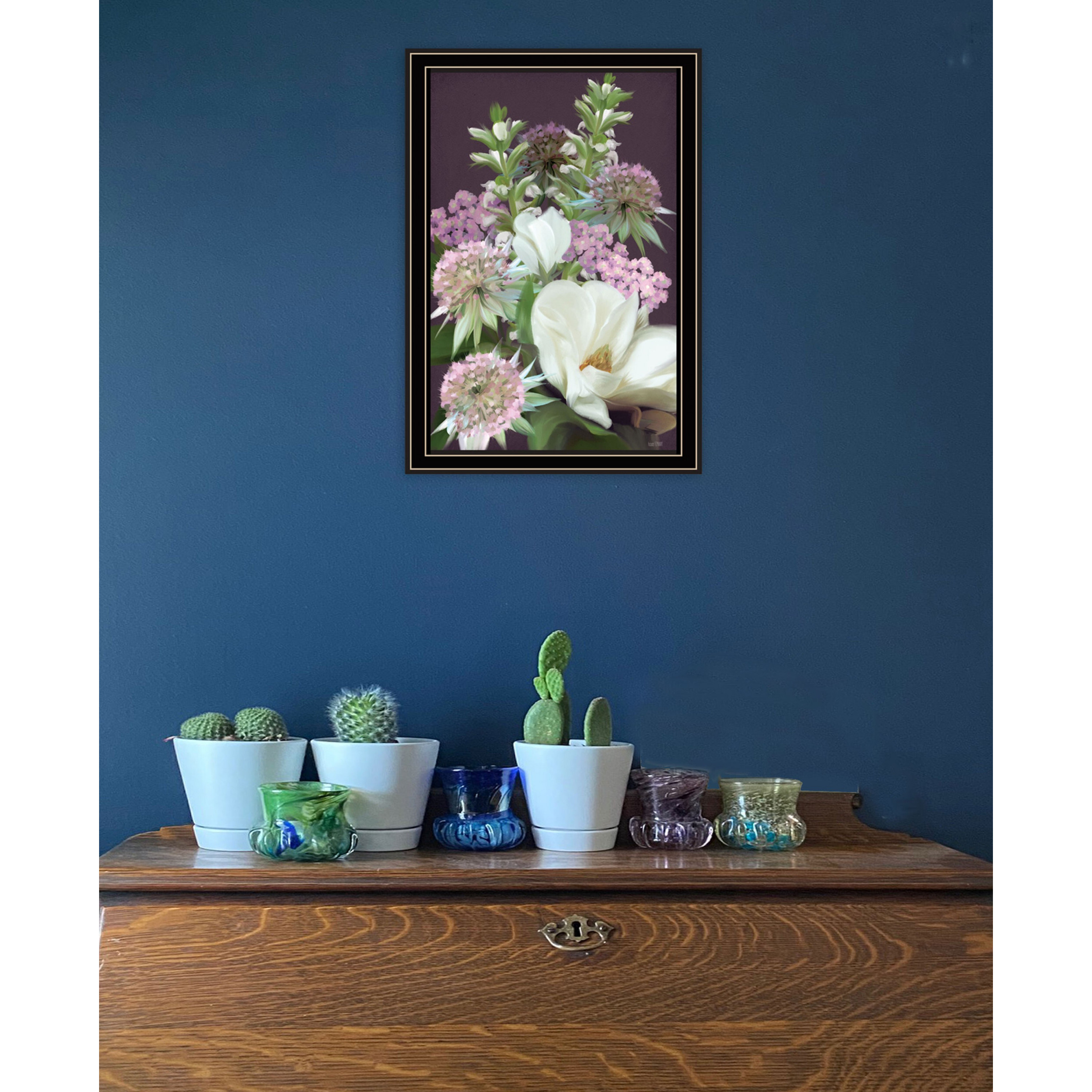 Wild For Plum Bouquet 2 Black Framed Print Wall Art