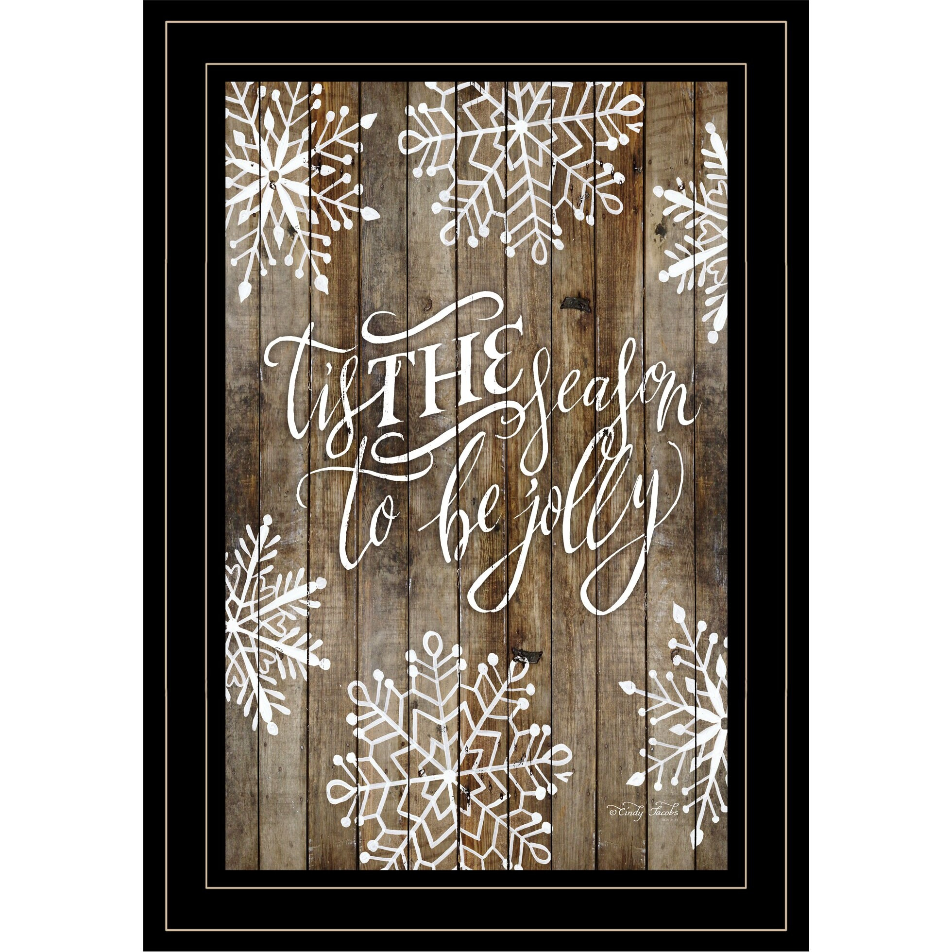Tis The Season Snowflakes 2 Black Framed Print Wall Art