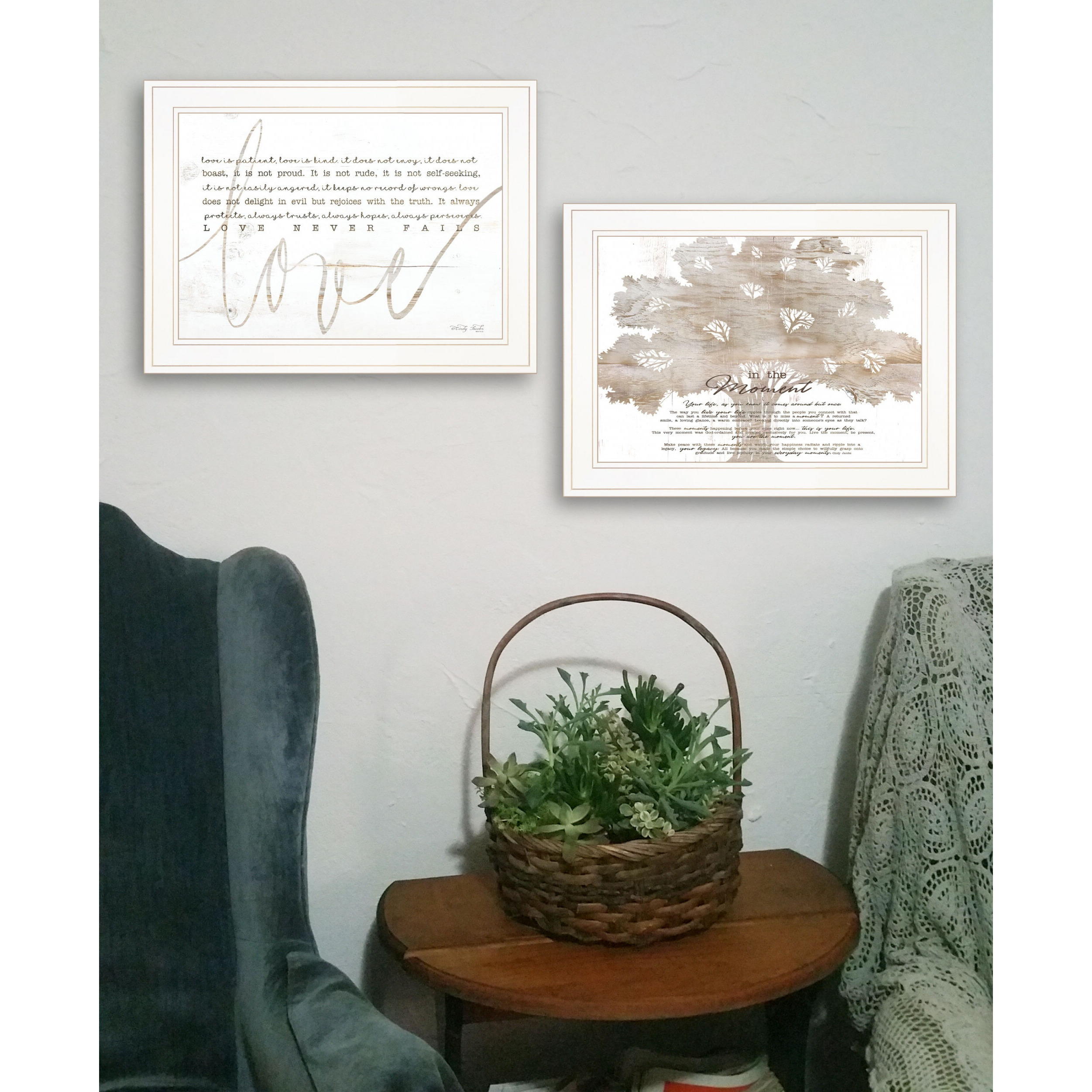 Set Of Two Love In The Moment White Framed Print Wall Art