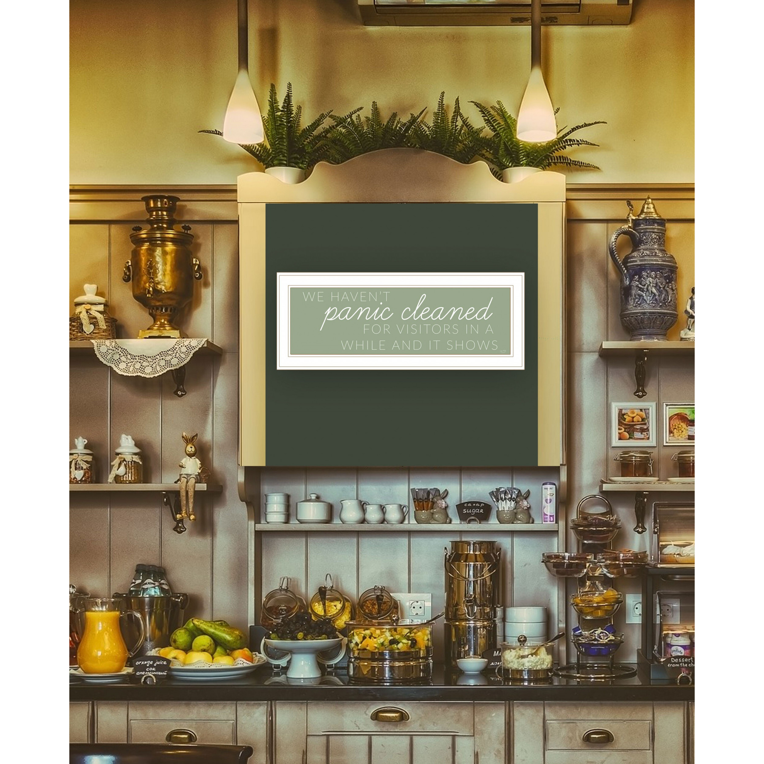 Panic Cleaned 1 White Framed Print Wall Art