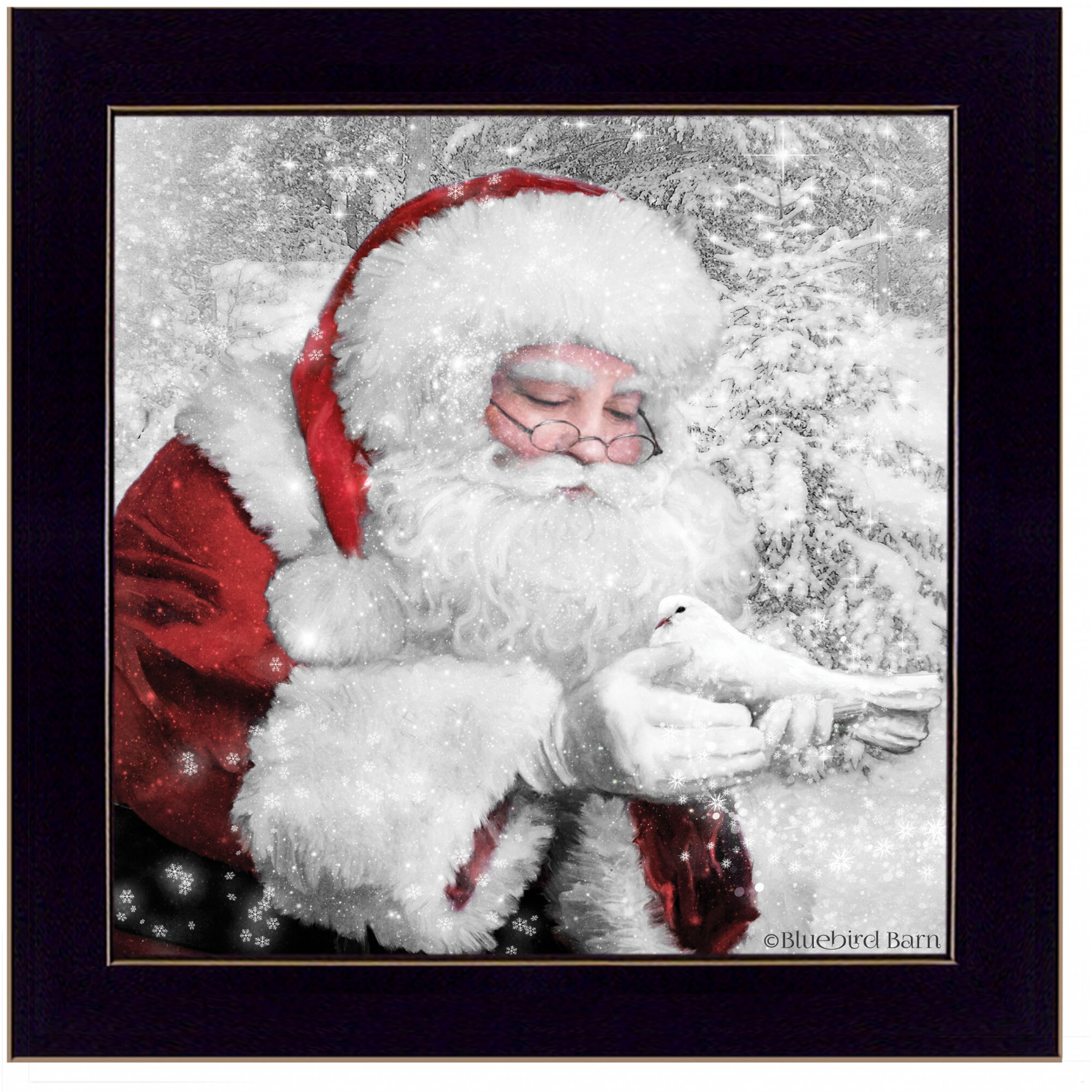 Santas Little Friends 1 Black Framed Print Wall Art