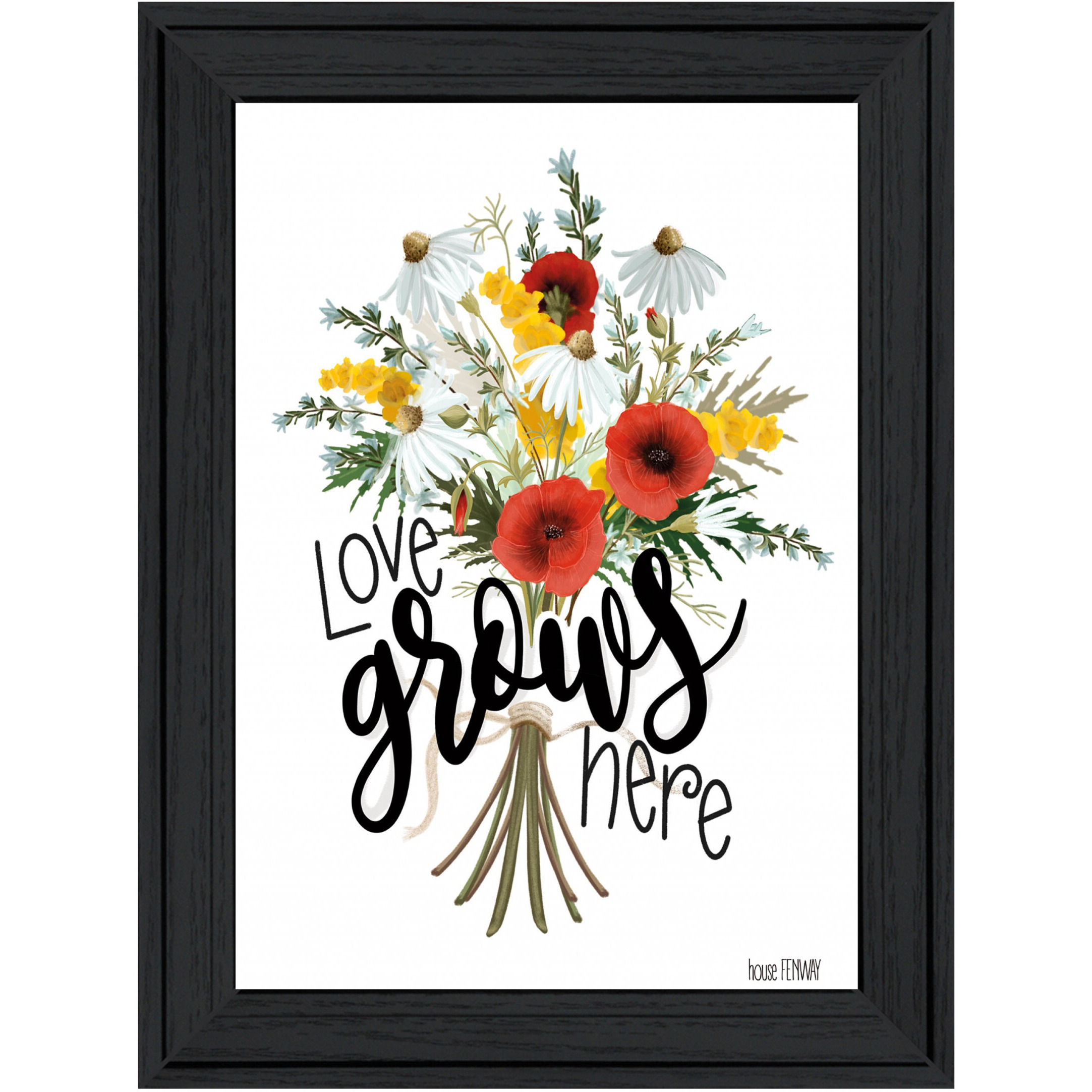 Love Grows Here 4 Black Framed Print Wall Art