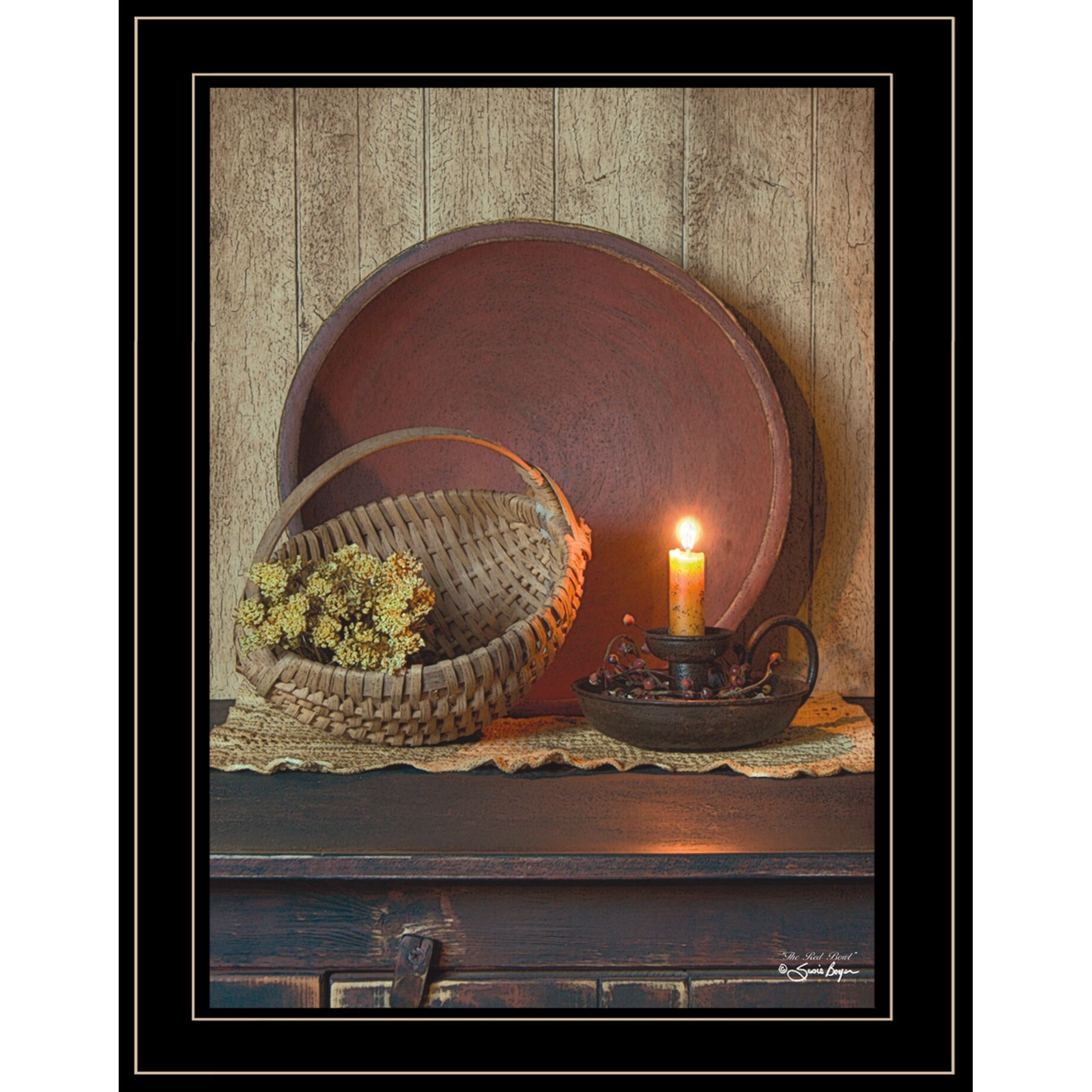 The Red Basket 5 Black Framed Print Wall Art