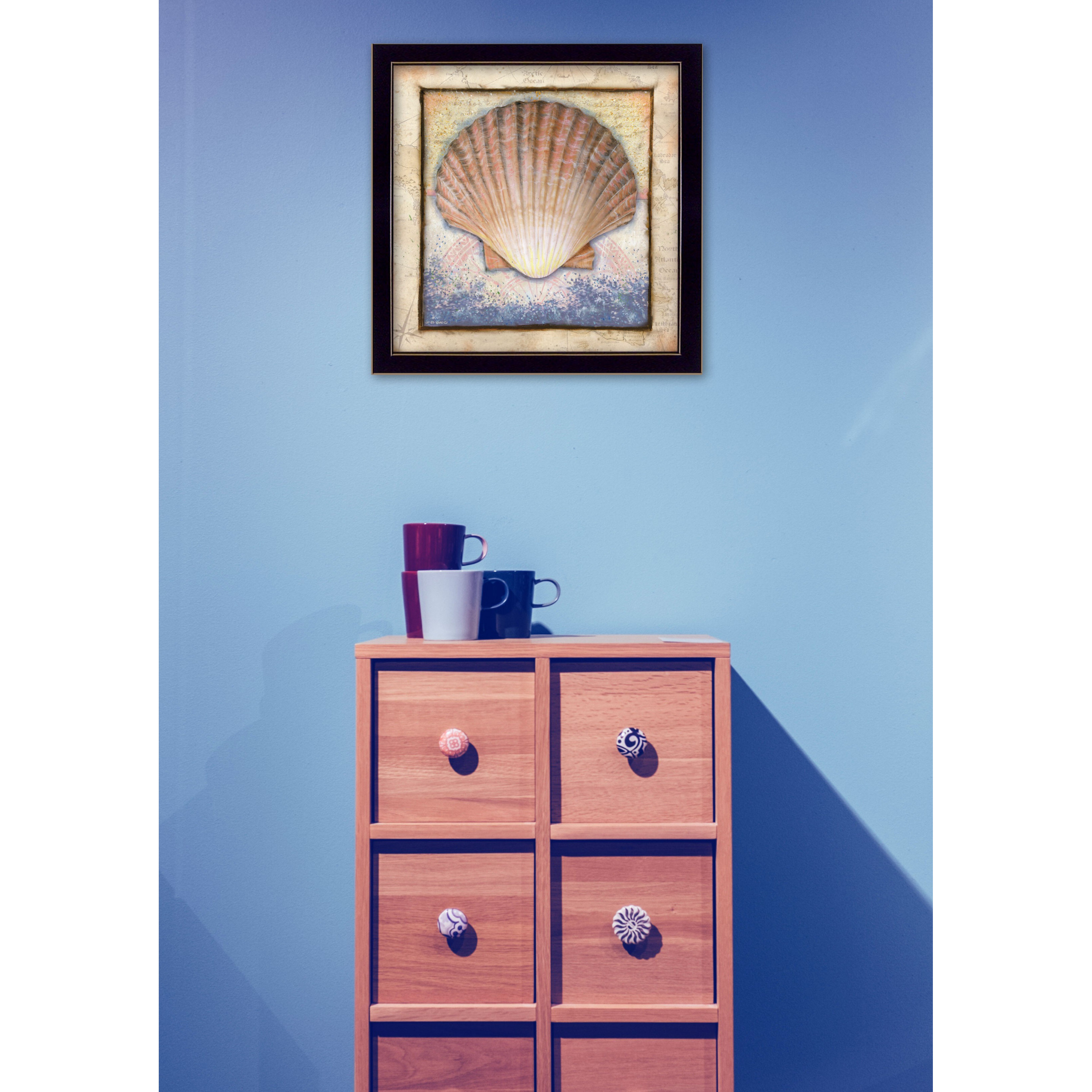 Shell Black Framed Print Wall Art