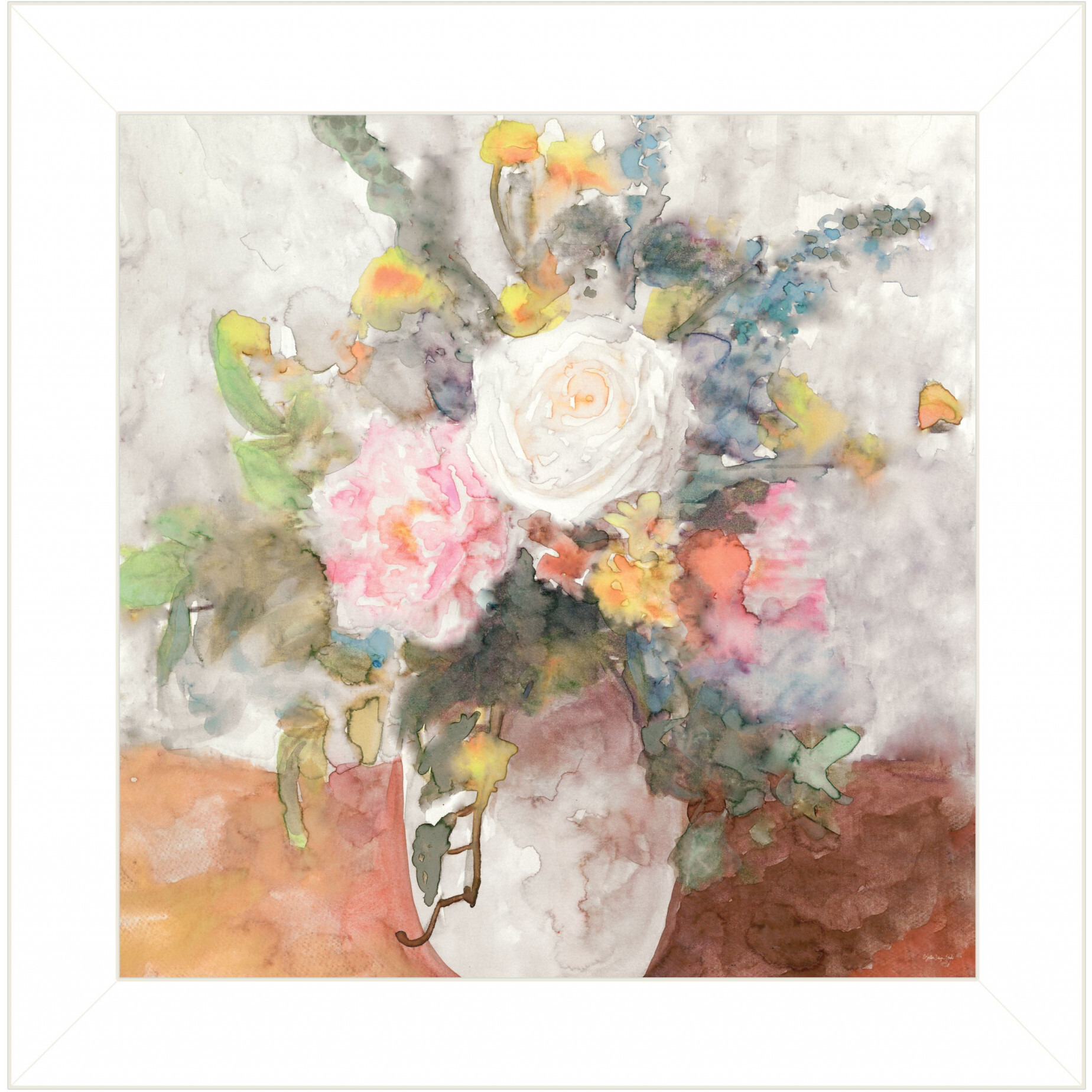 Table Bouquet 2 [1] White Framed Print Wall Art