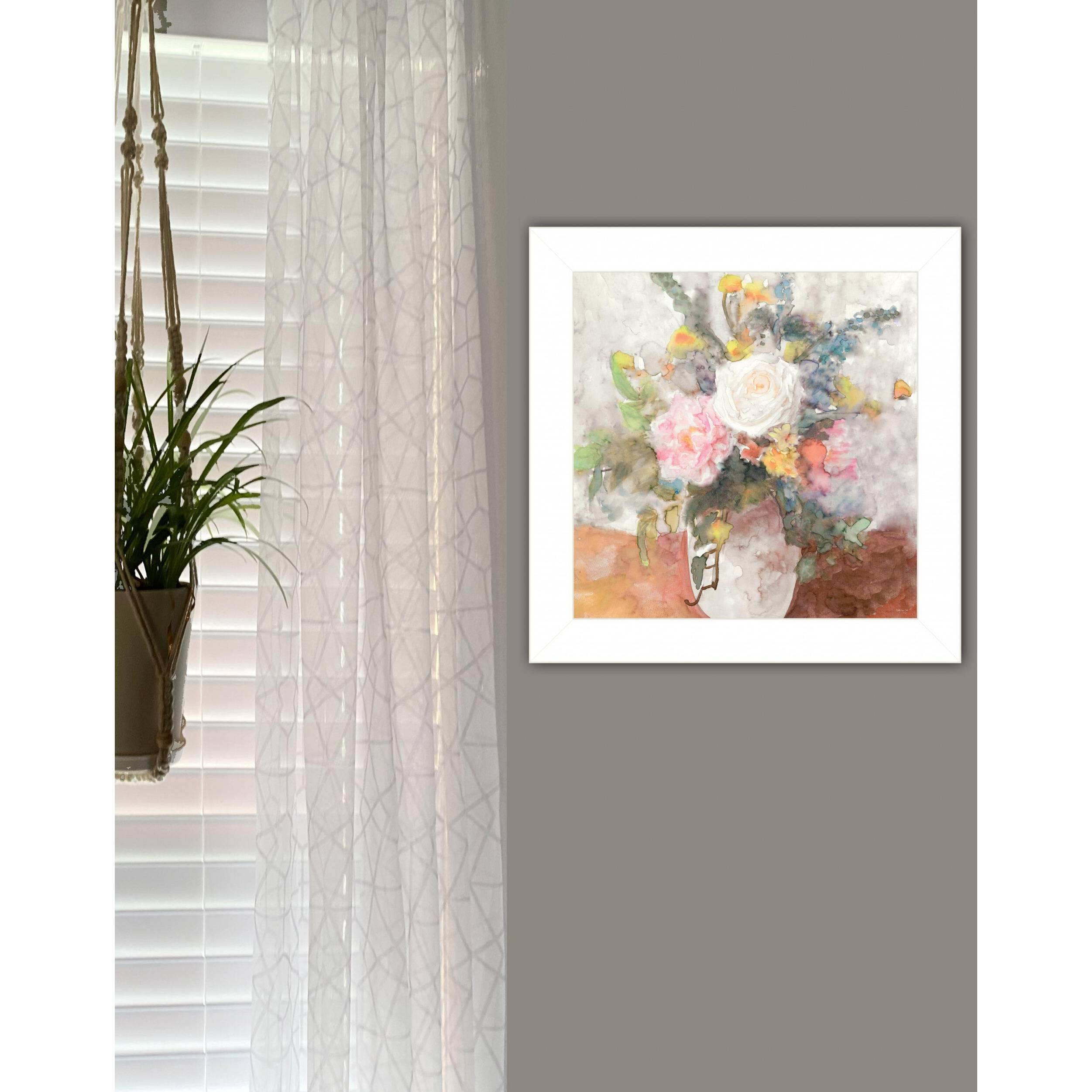 Table Bouquet 2 [1] White Framed Print Wall Art