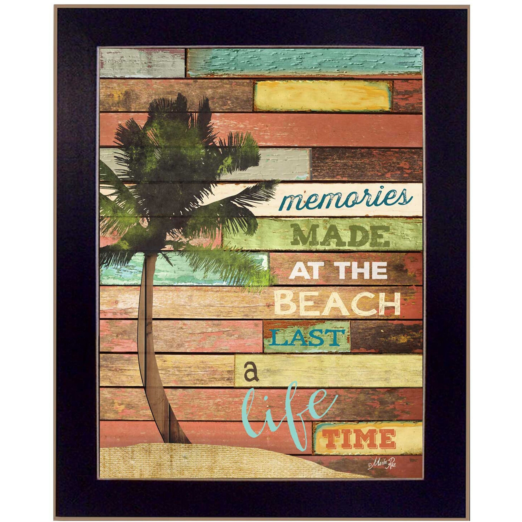 Beach Memories 4 Black Framed Print Wall Art