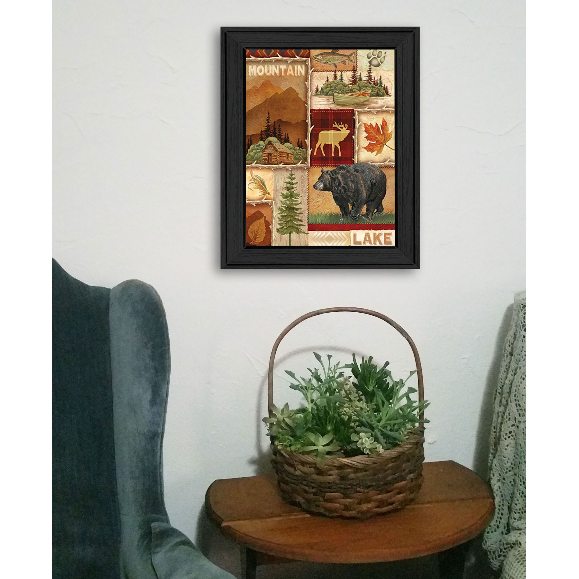 Lodge Collage I Black Framed Print Wall Art