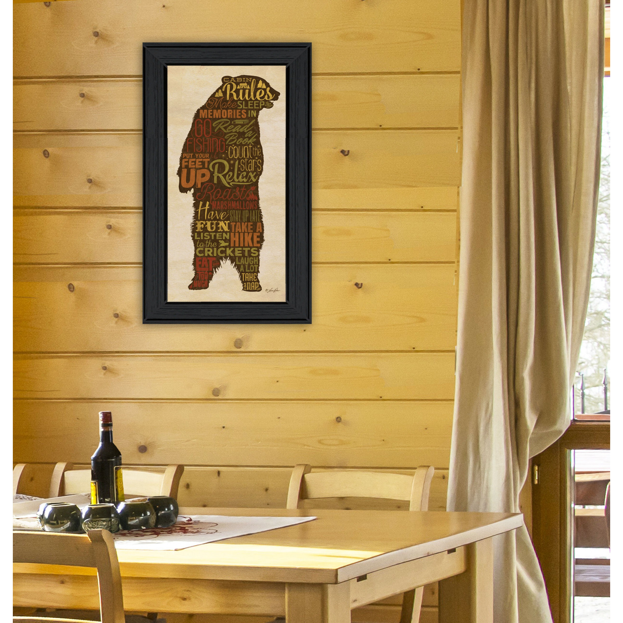 Cabin Rules 4 Black Framed Print Wall Art