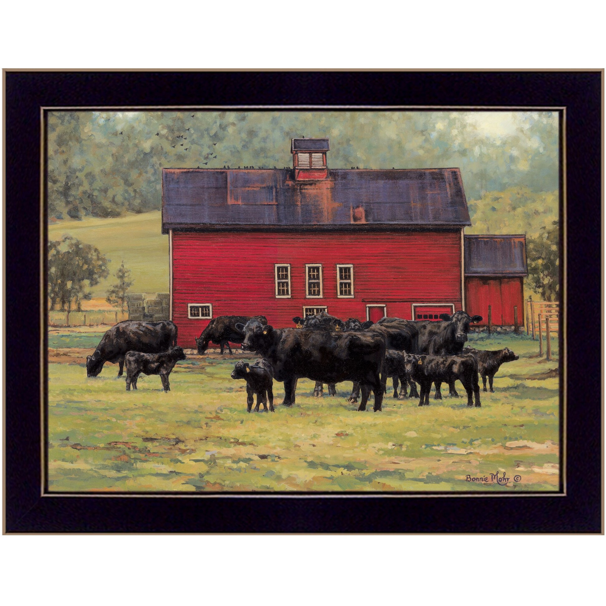 By The Red Barn Black Framed Print Wall Art
