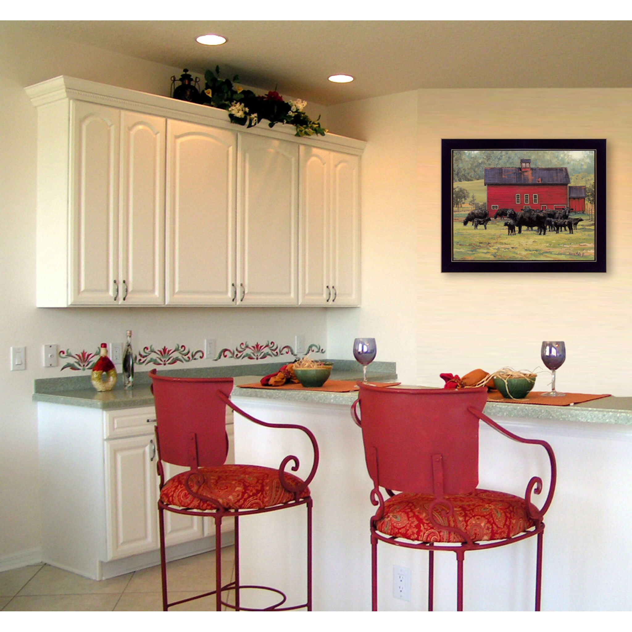 By The Red Barn Black Framed Print Wall Art