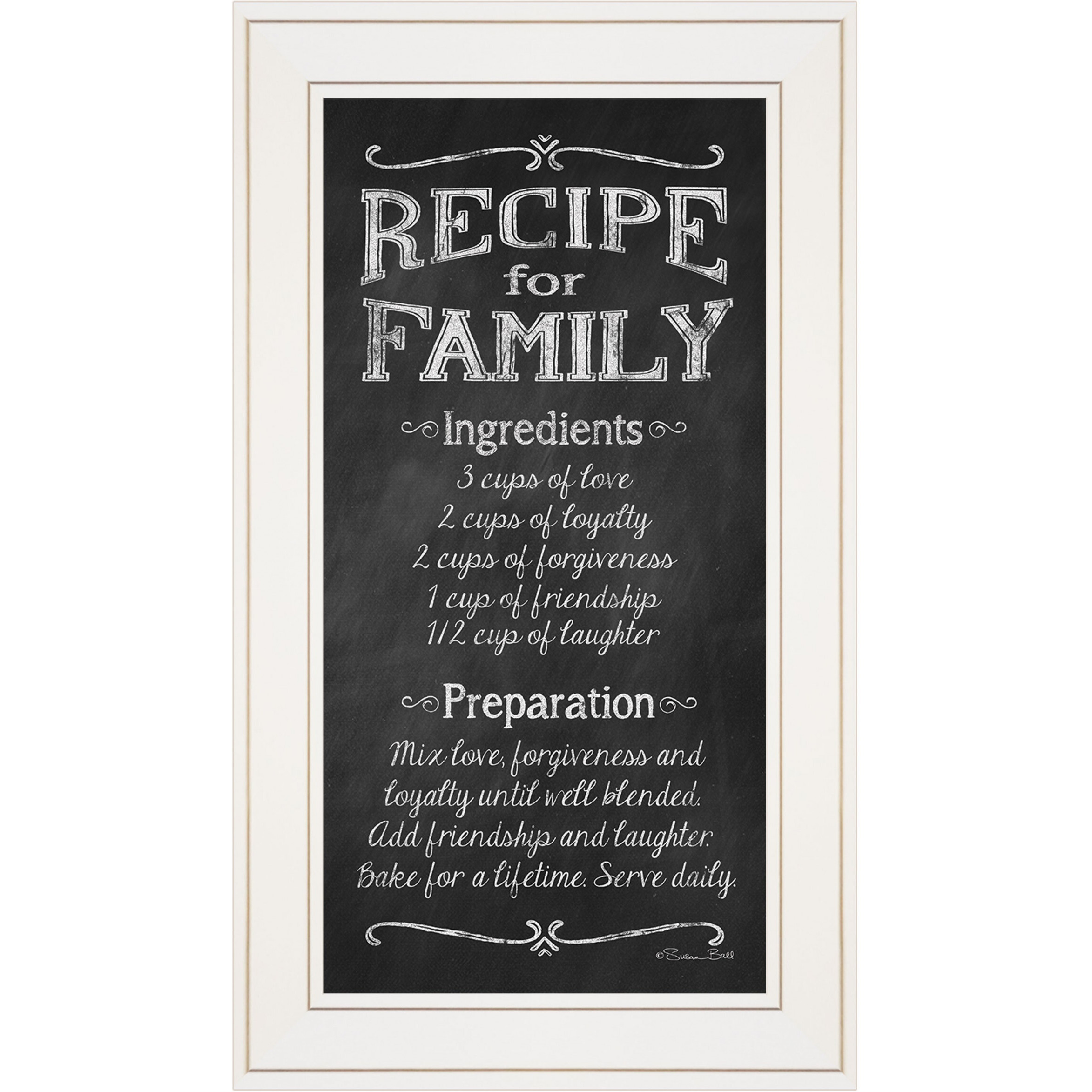 Recipe For Family White Framed Print Wall Art