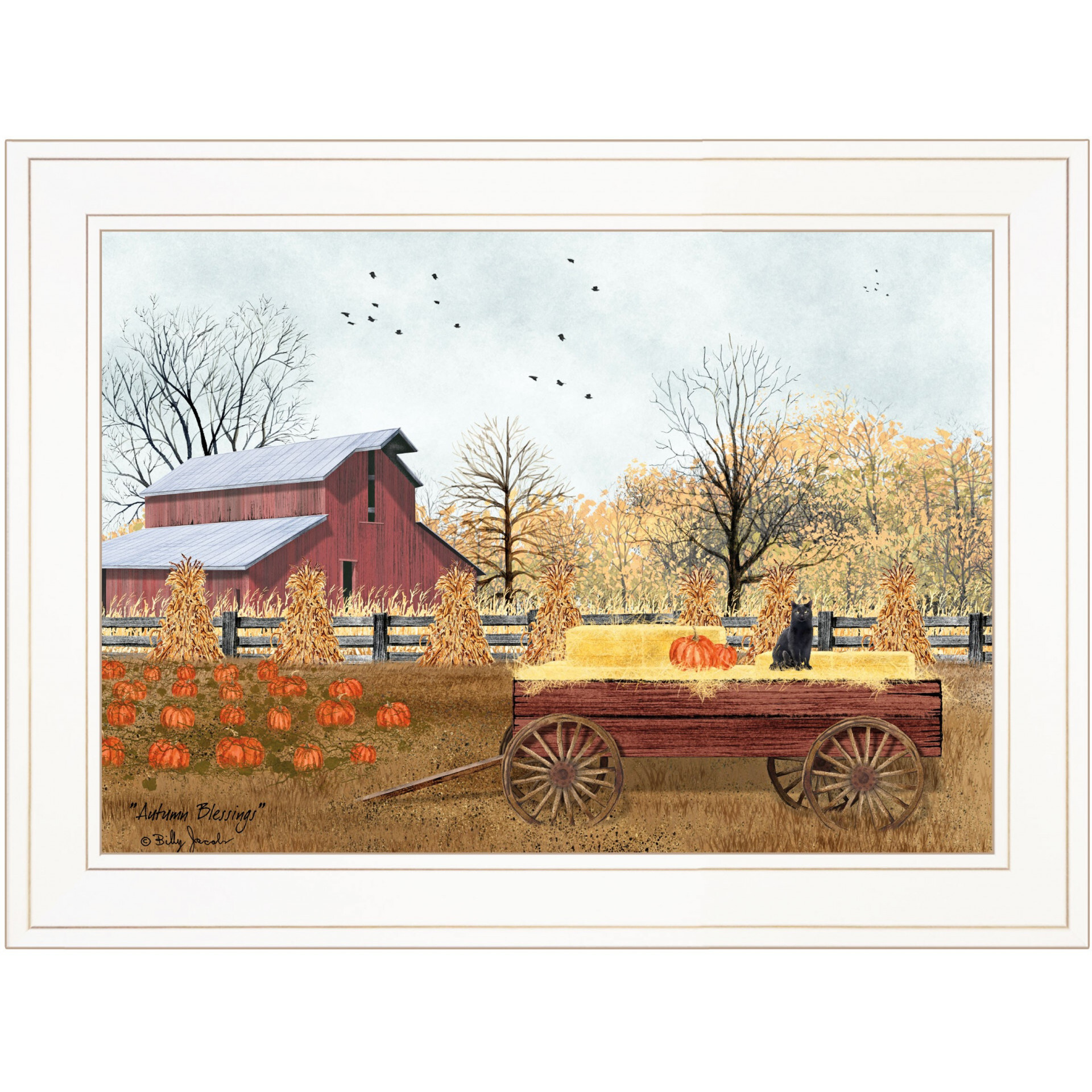 Autumn Blessings 1 White Framed Print Wall Art