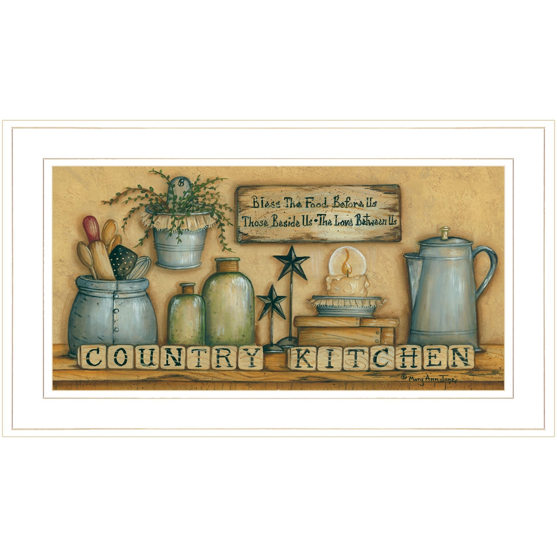 Country Kitchen 5 White Framed Print Wall Art