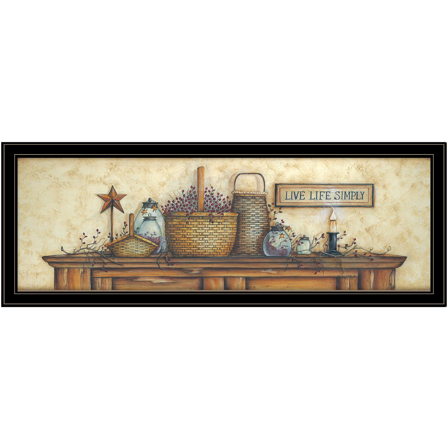 Live Life Simple 3 Black Framed Print Wall Art