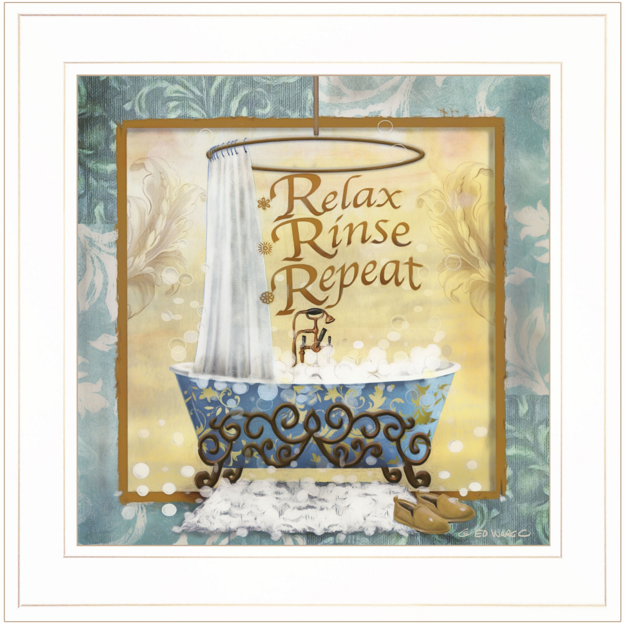 Relax Rinse Repeat 1 White Framed Print Wall Art