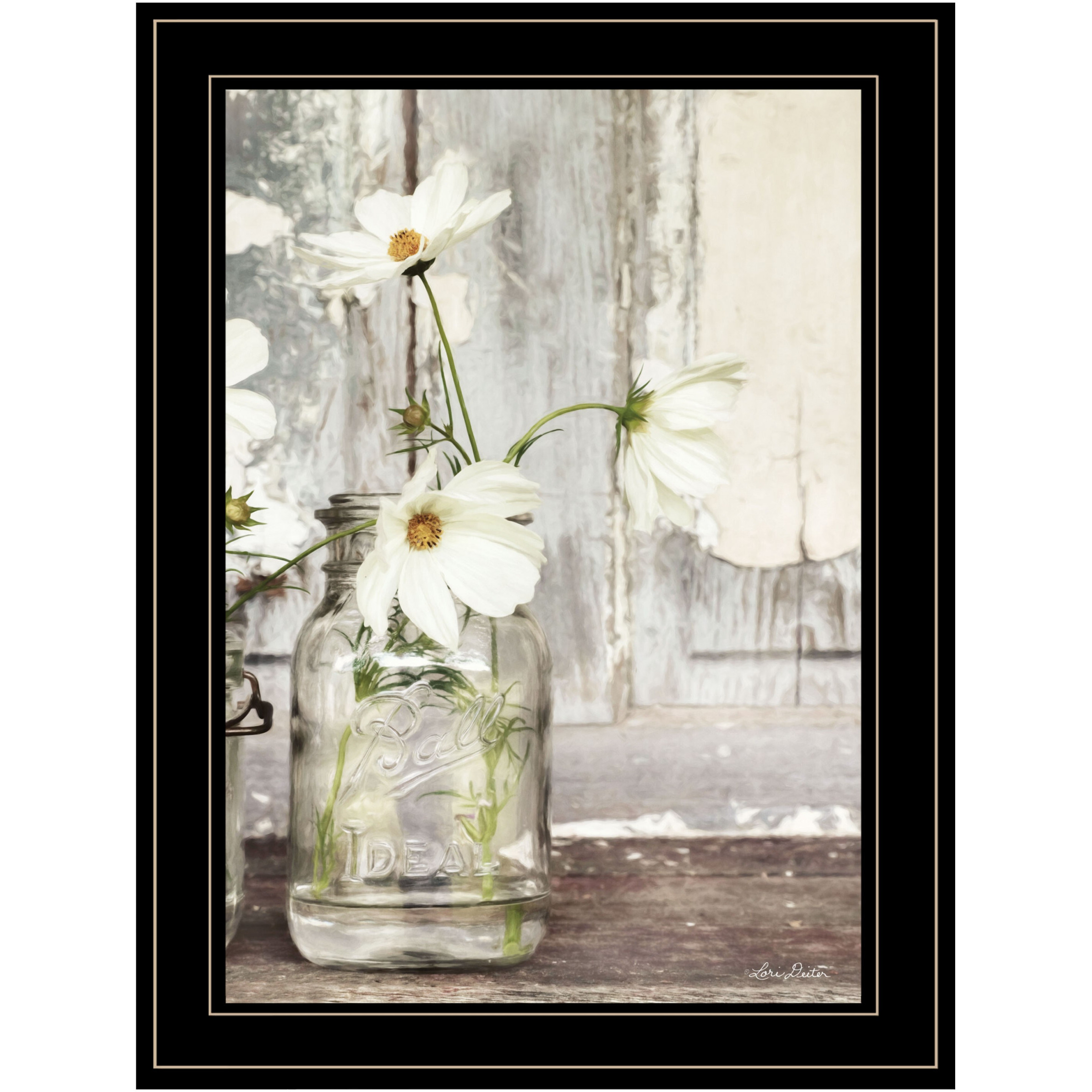 White Blossoms 2 Black Framed Print Wall Art
