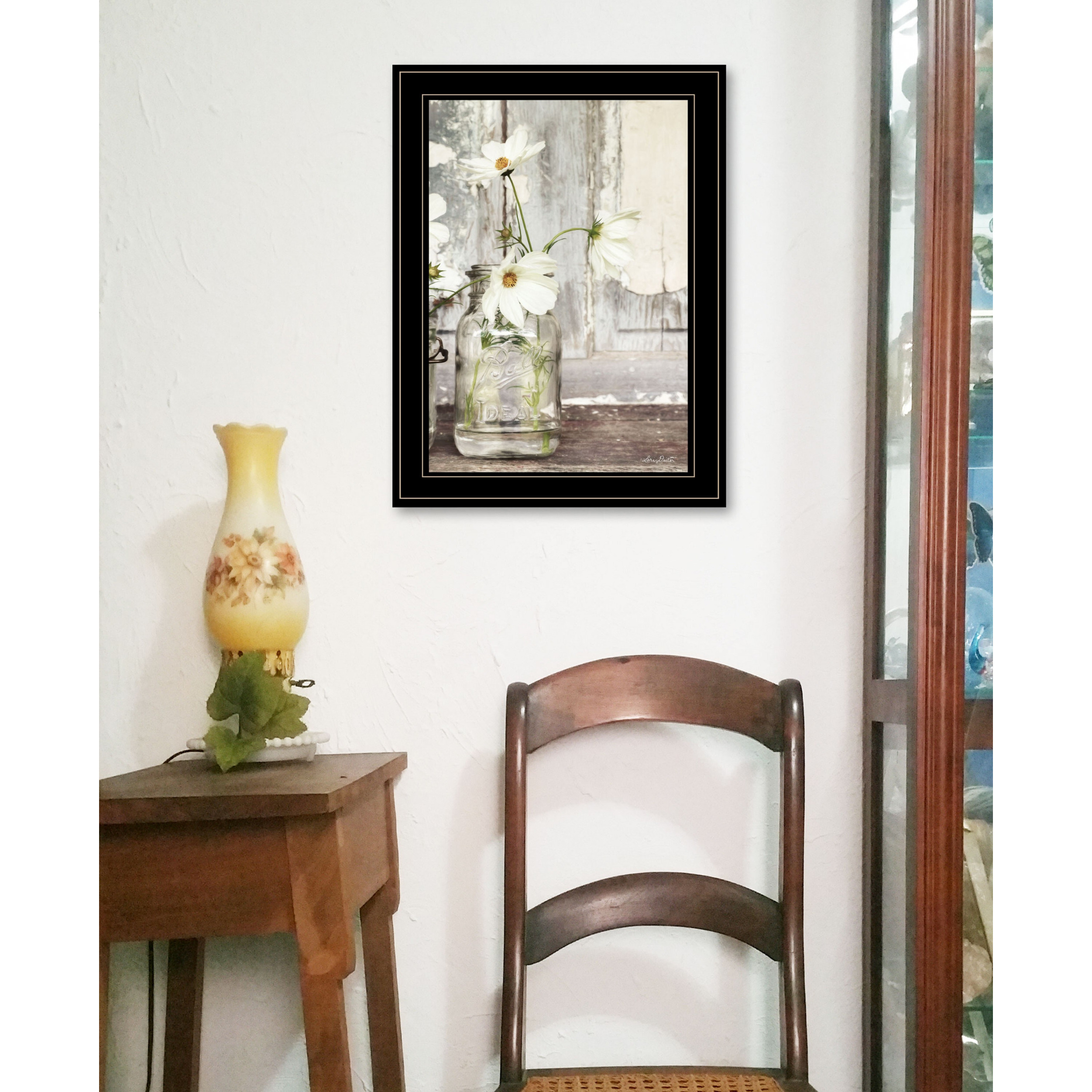 White Blossoms 2 Black Framed Print Wall Art