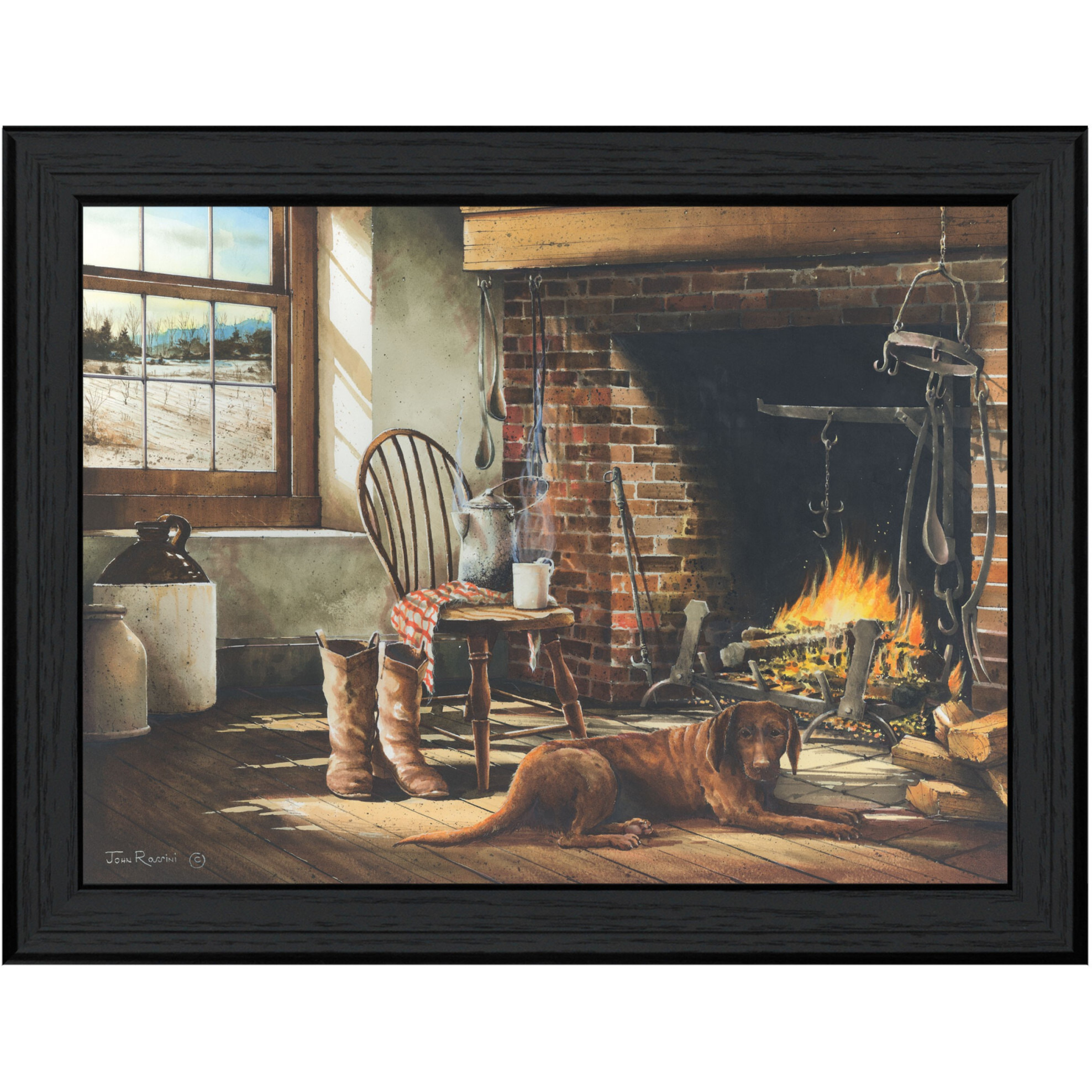 His Morning Coffee 1 Black Framed Print Wall Art