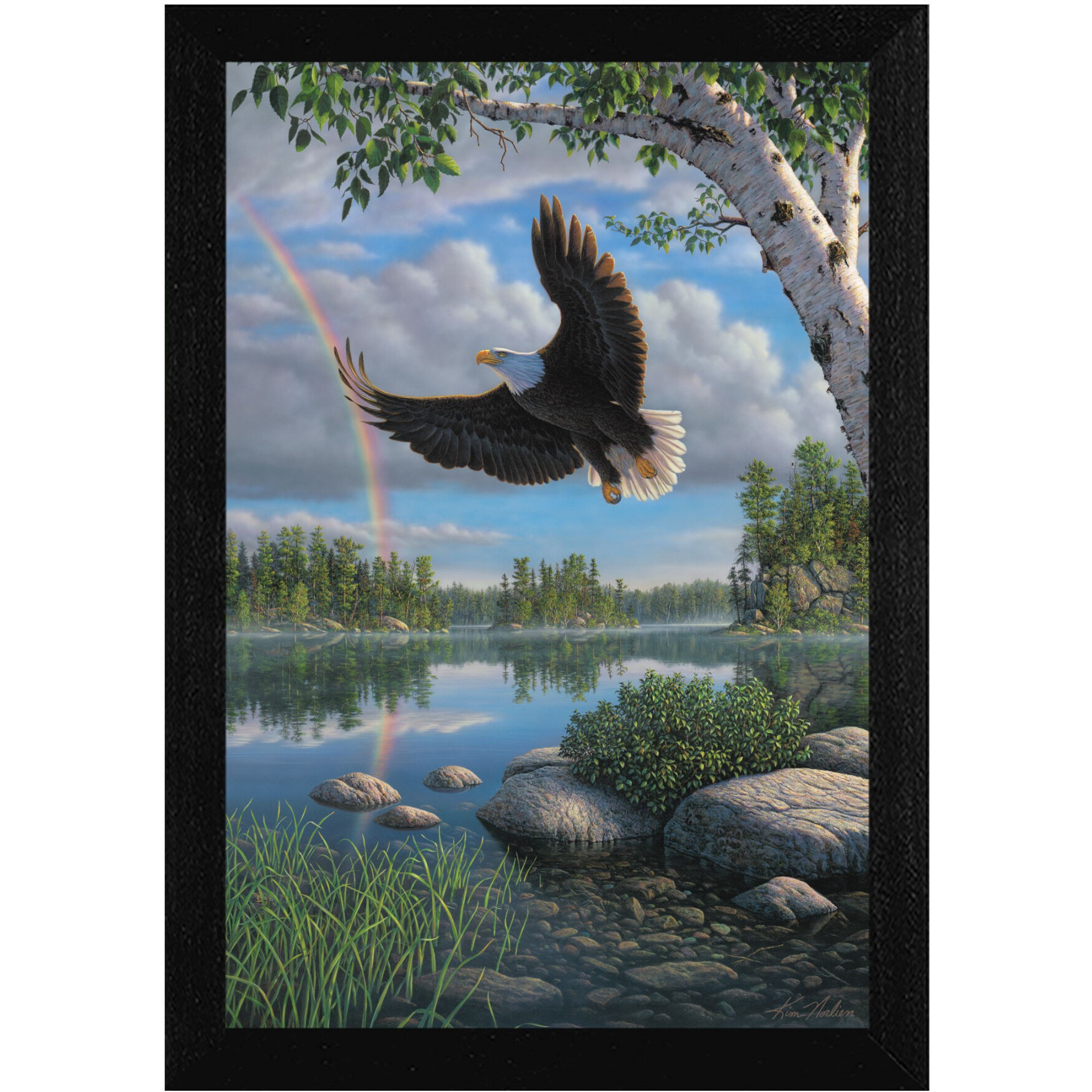 On Eagles Wings 1 Black Framed Print Wall Art