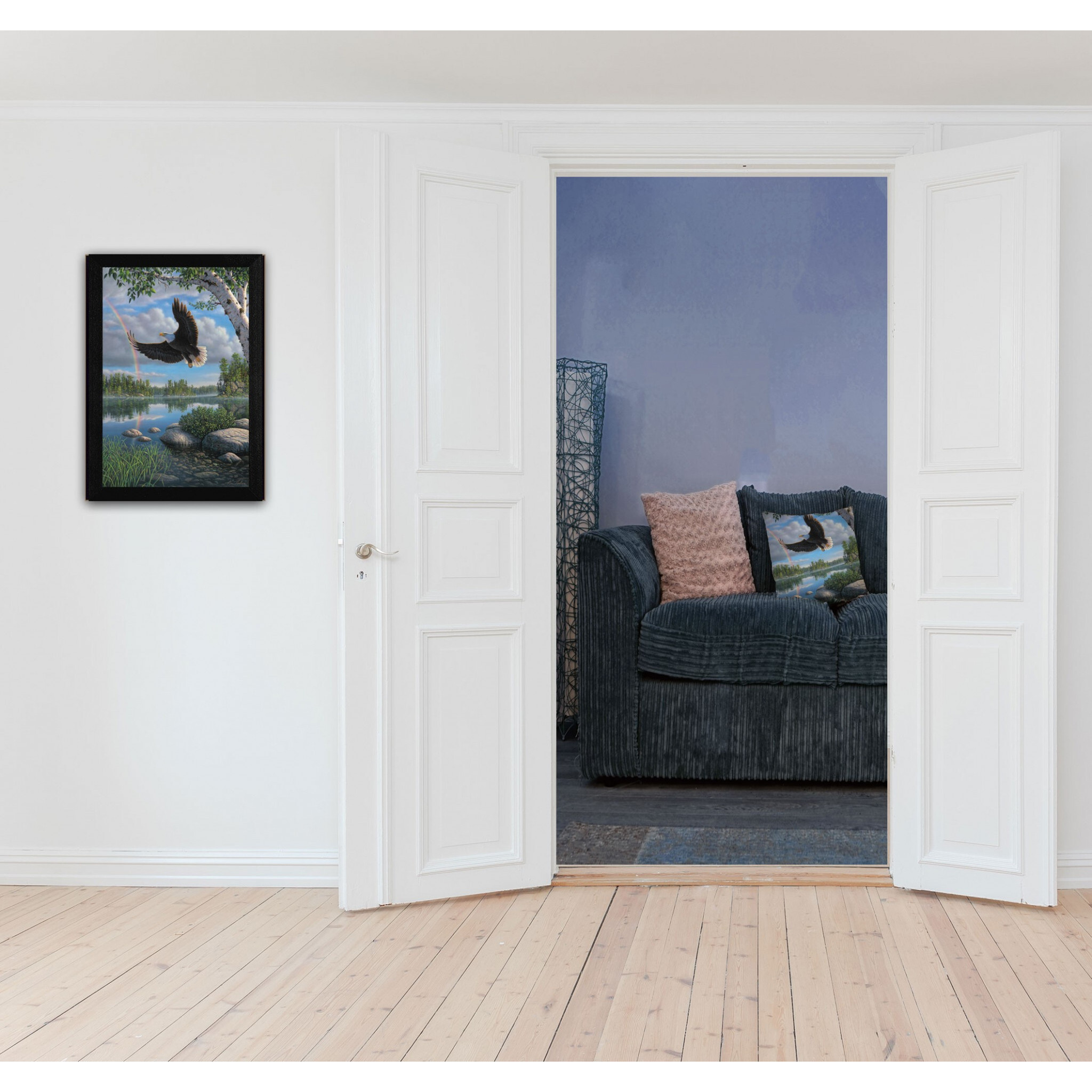 On Eagles Wings 1 Black Framed Print Wall Art
