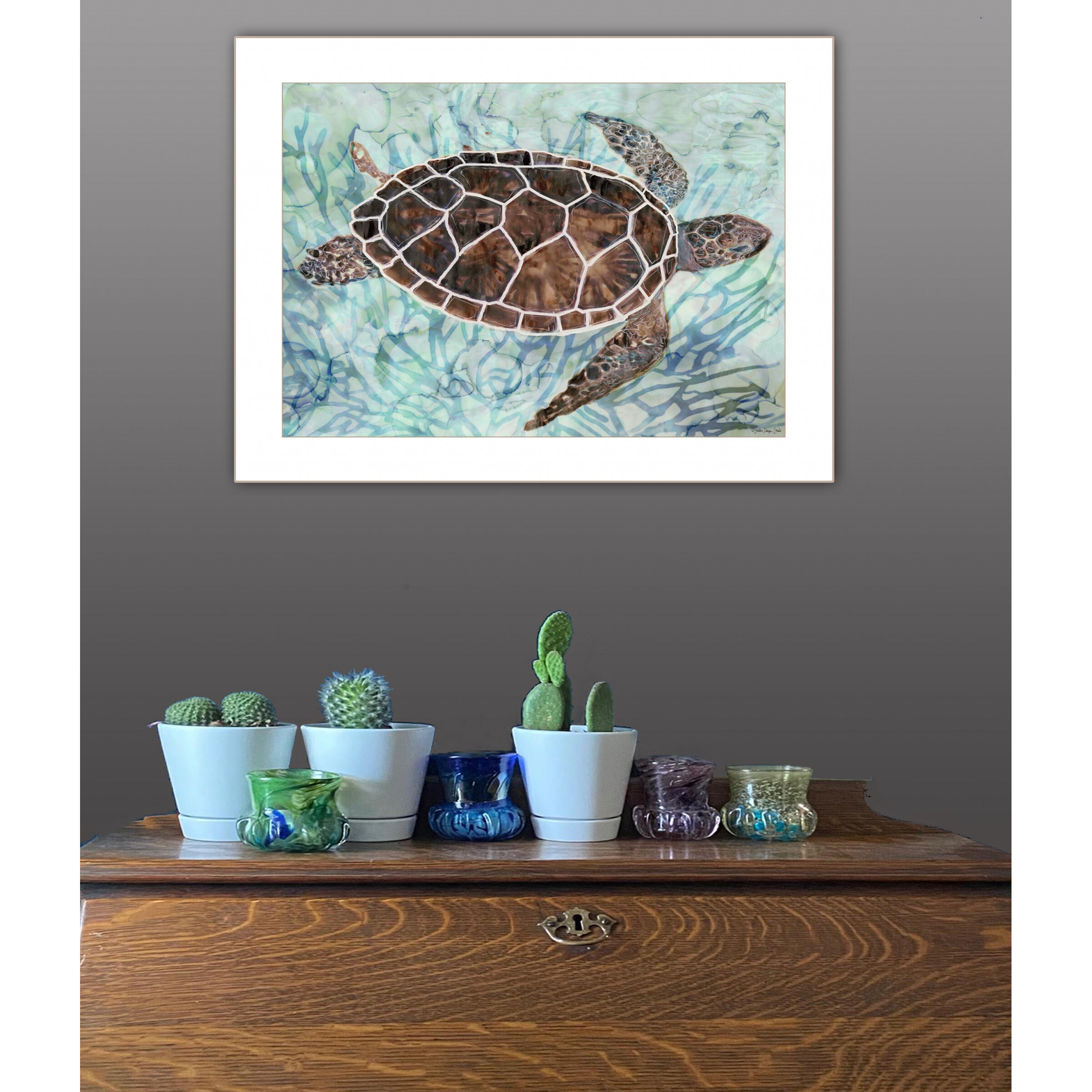 Sea Turtles Collage 1 [1] White Framed Print Wall Art