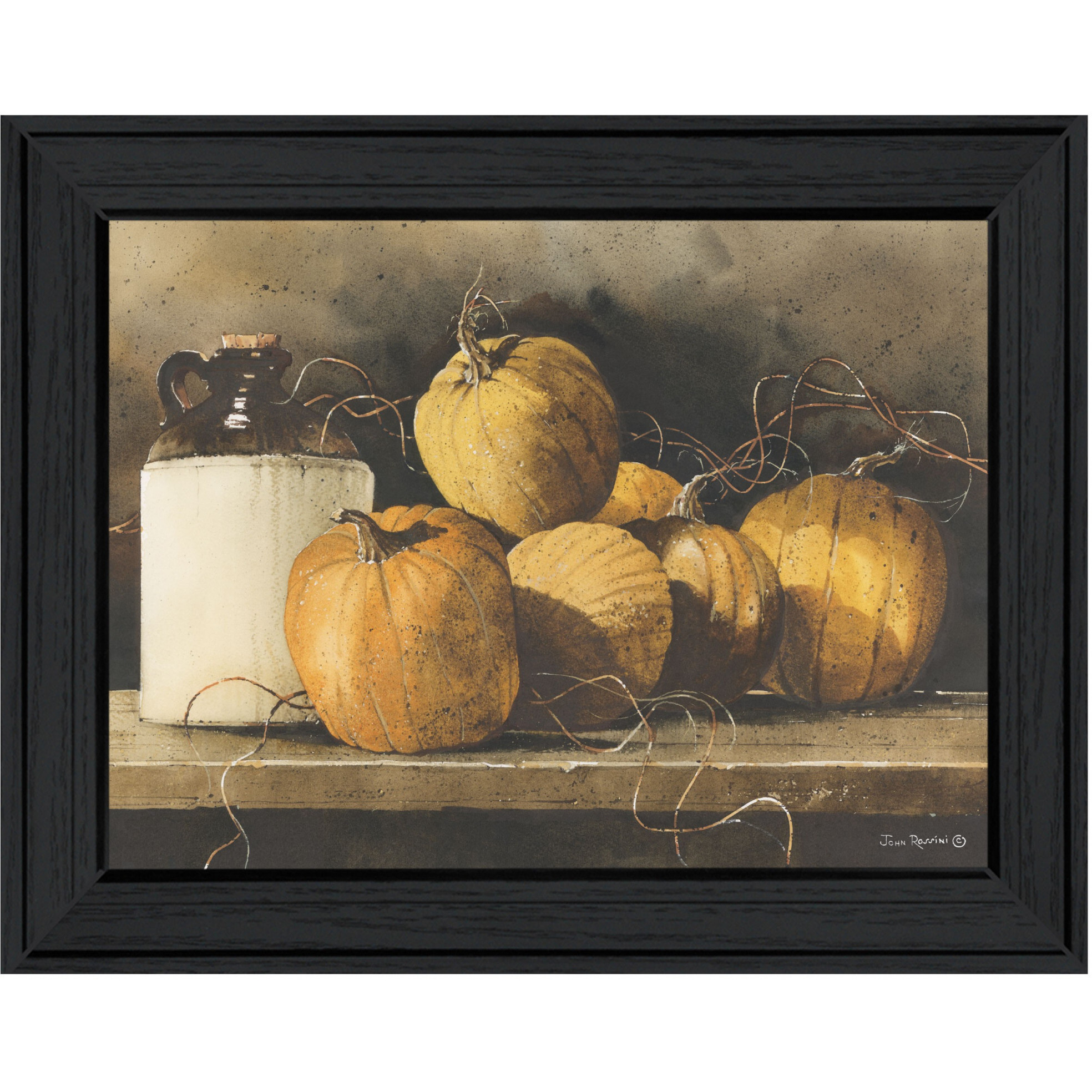 Jugs And Pumpkins 1 Black Framed Print Wall Art