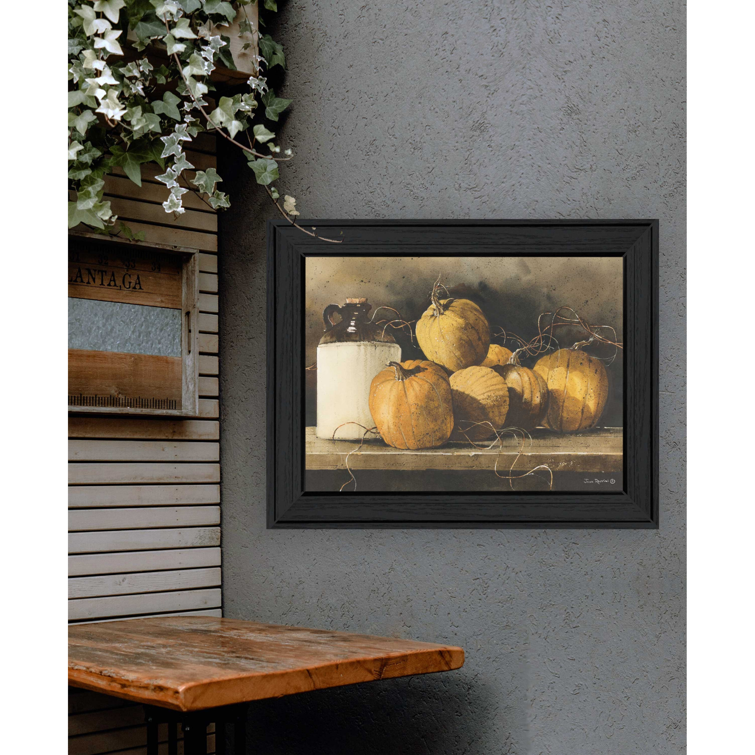 Jugs And Pumpkins 1 Black Framed Print Wall Art